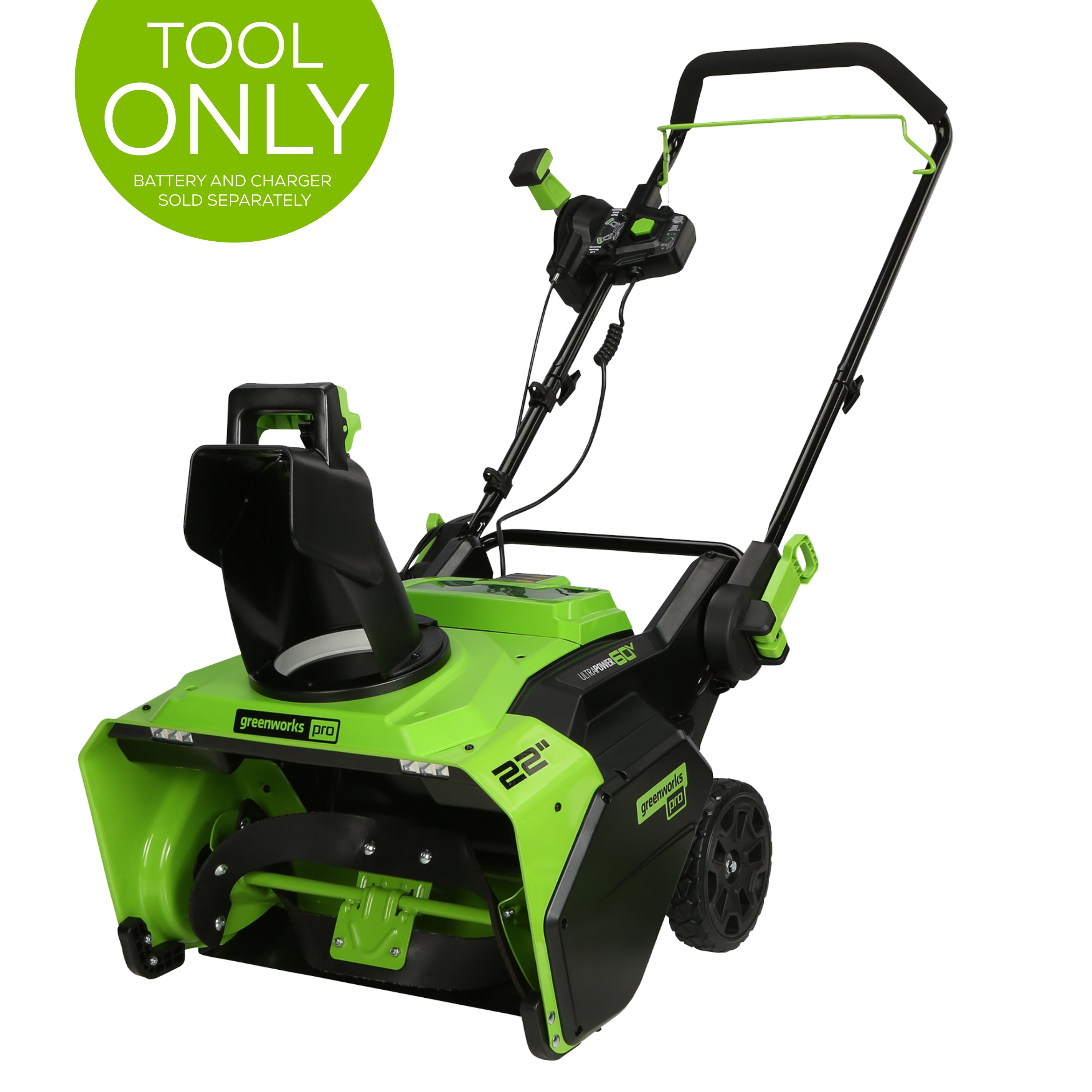 60V 22-Inch Cordless Battery-Powered Single Stage Snow Blower (Tool Only) - Perfect for Driveways, Sidewalks & Small Yards - No Gas, No Emissions, Quiet Operation