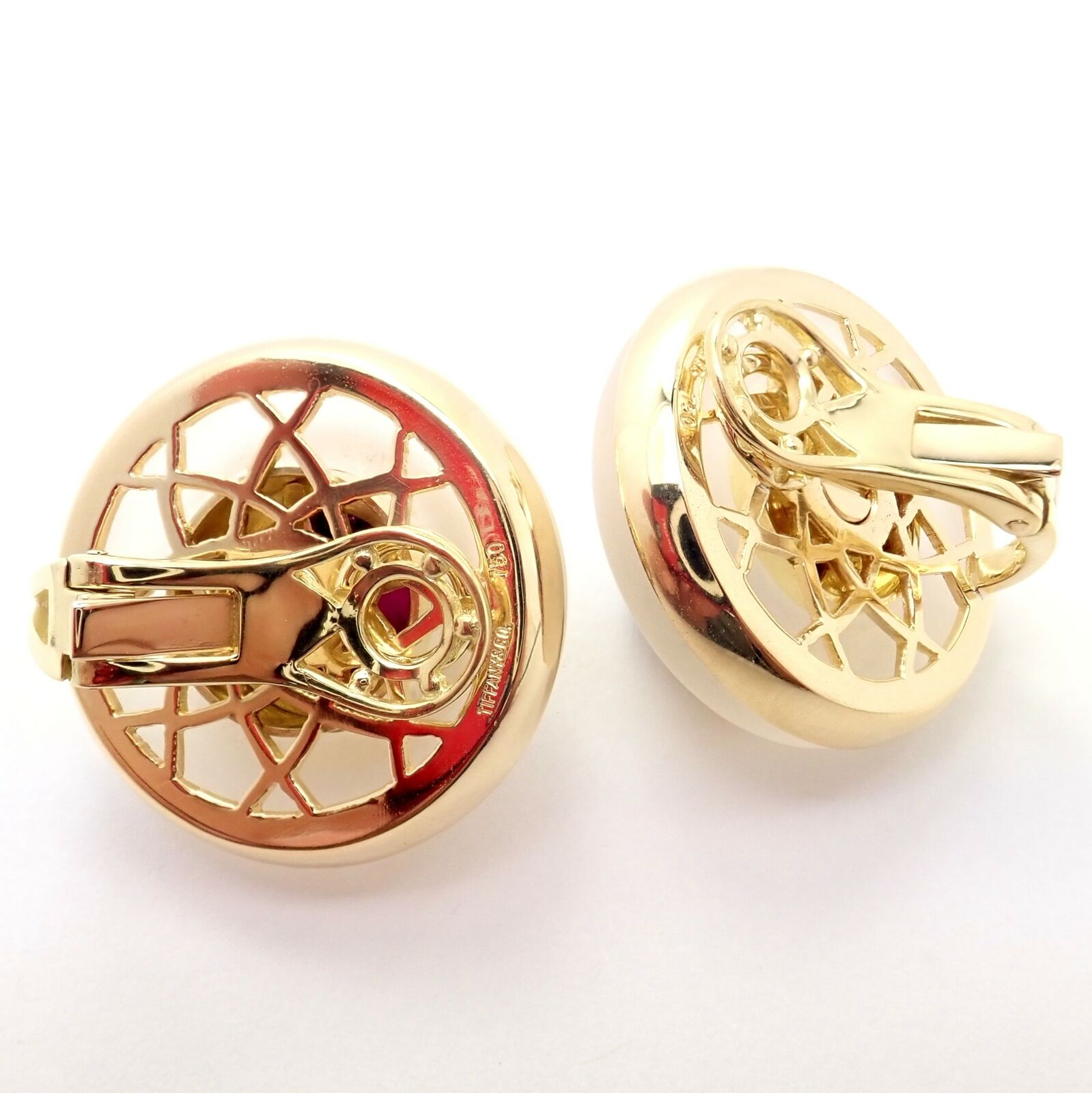 Vintage Authentic Tiffany & Co. 18k Yellow Gold Tourmaline Crystal Earrings - Rare Luxury Jewelry for Women, Gift for Anniversary & Special Occasions
