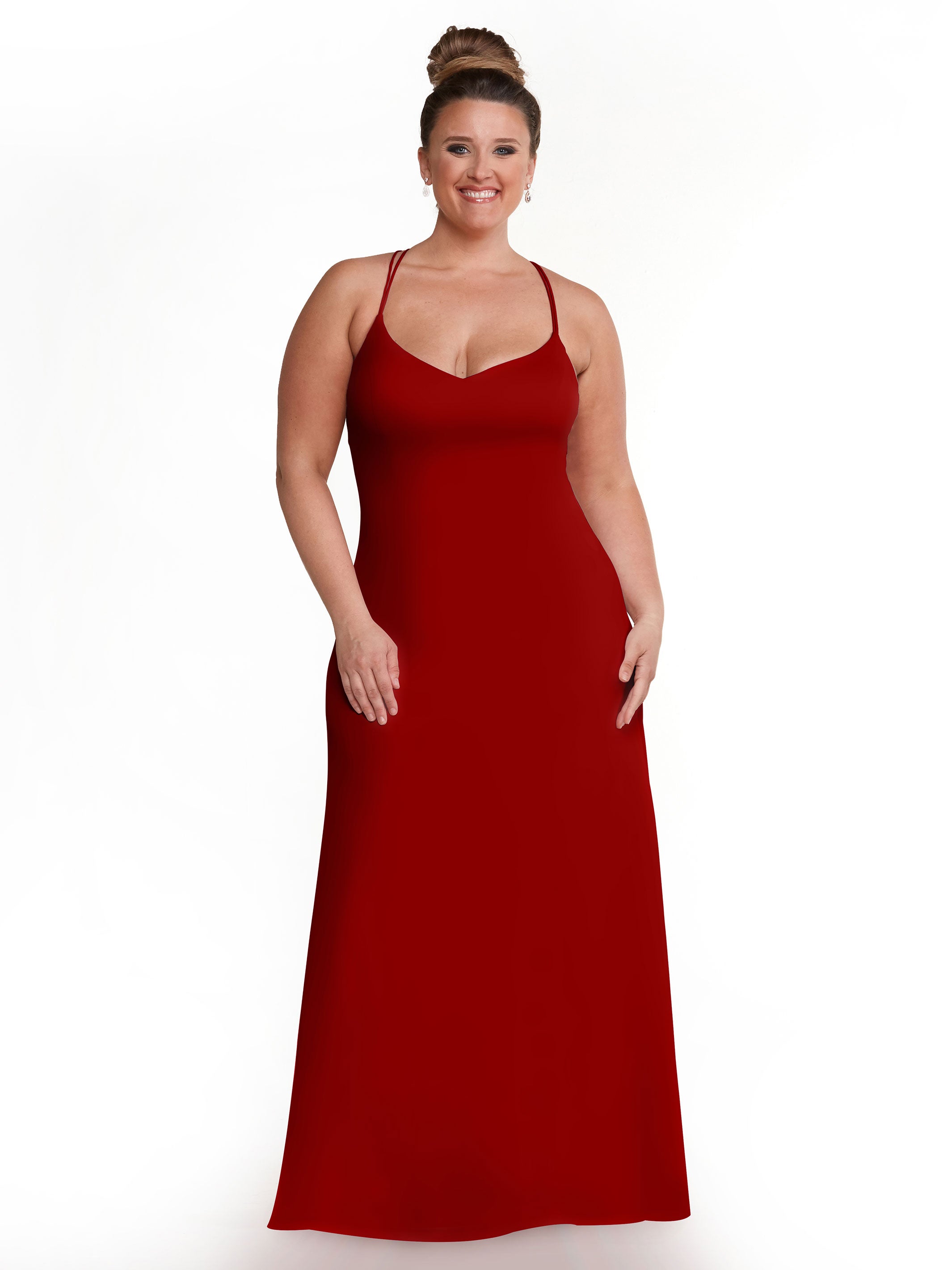 Elegant 83045 Double Knit A-Line Bridesmaid Dress with Adjustable Spaghetti Straps - Perfect for Weddings, Formal Events & Special Occasions