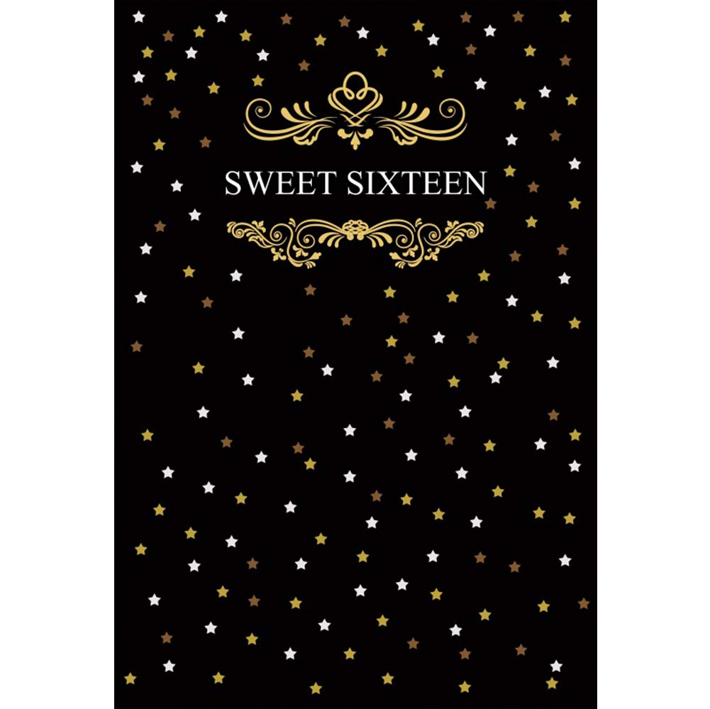 Yeele 5x7ft Sweet 16 Birthday Backdrop - Golden & White Star Photography Background for Boys & Girls - Vinyl Party Photo Booth Props - Perfect for Sweet Sixteen Celebrations, Birthday Photoshoots, and Studio Decorations