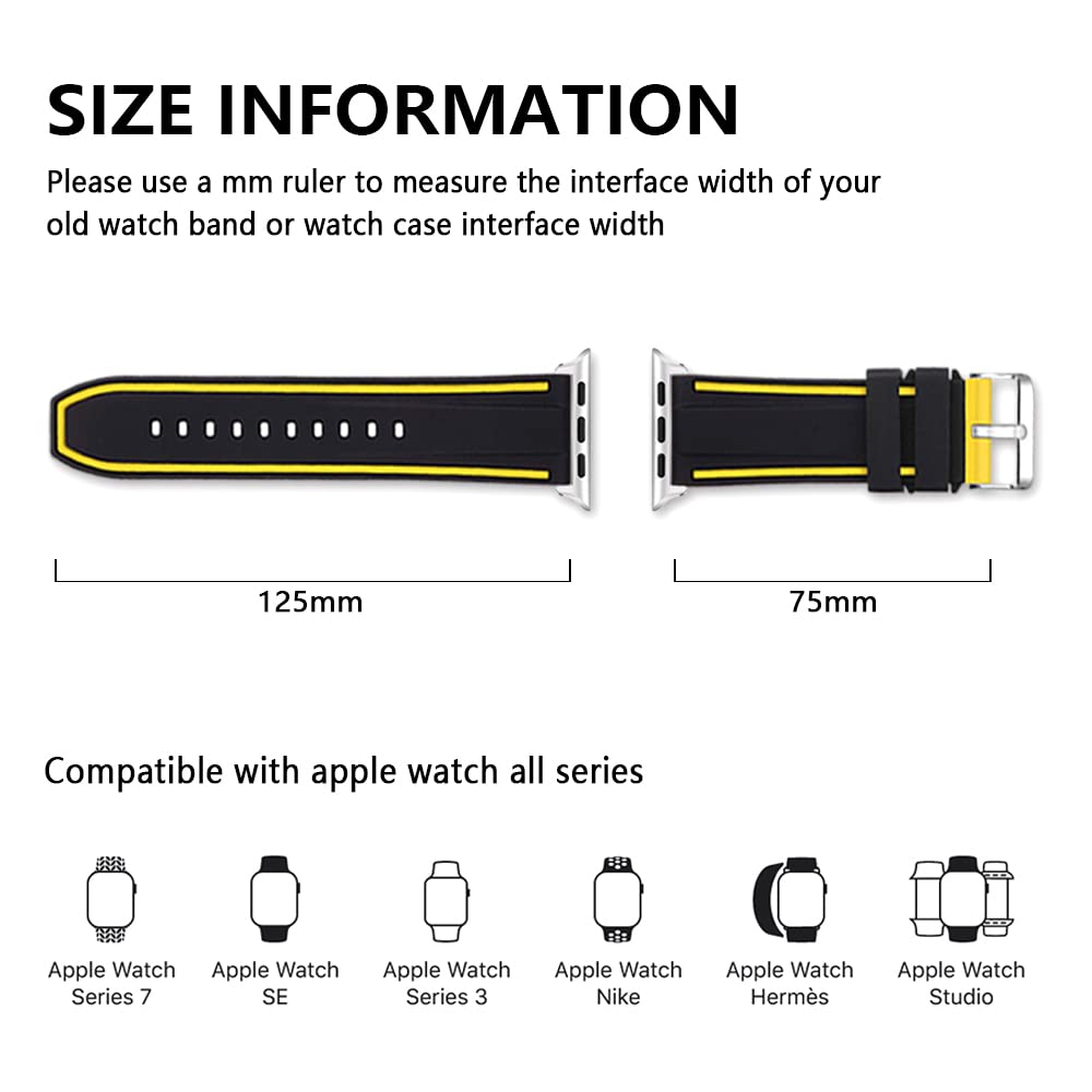Compatible with Apple Watch Bands 49mm 42mm - Silicone Sport Strap for iWatch Series 10/9/8/7/6/5/4/3 Ultra 2 SE - Durable Rubber Watch Band for Men Women - Perfect for Swimming, Workout & Daily Wear
