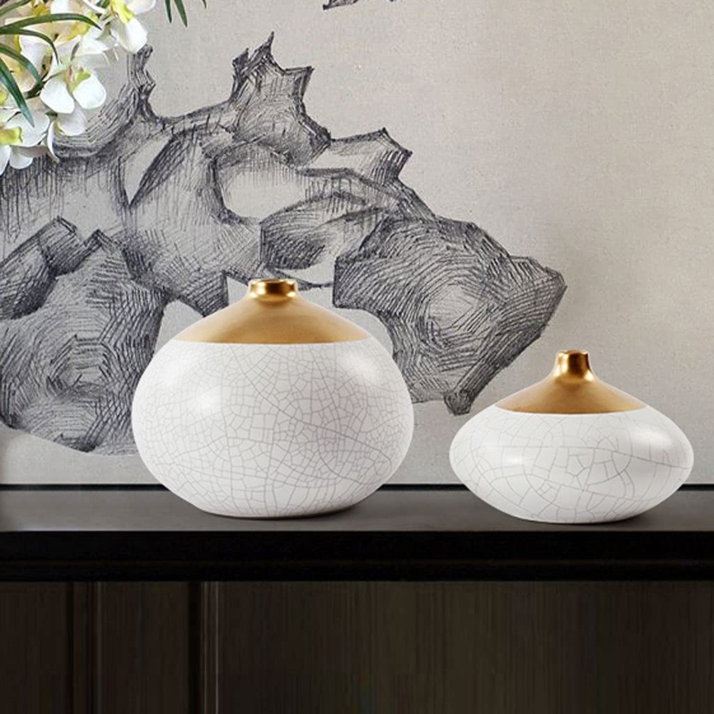 Handmade Ceramic Round Vase - 7x4.7 Inch Decorative Flower Vase for Home, Office, Wedding, Party & Outdoor Decor - Unique Gift Idea for Housewarming, Birthday & Anniversary