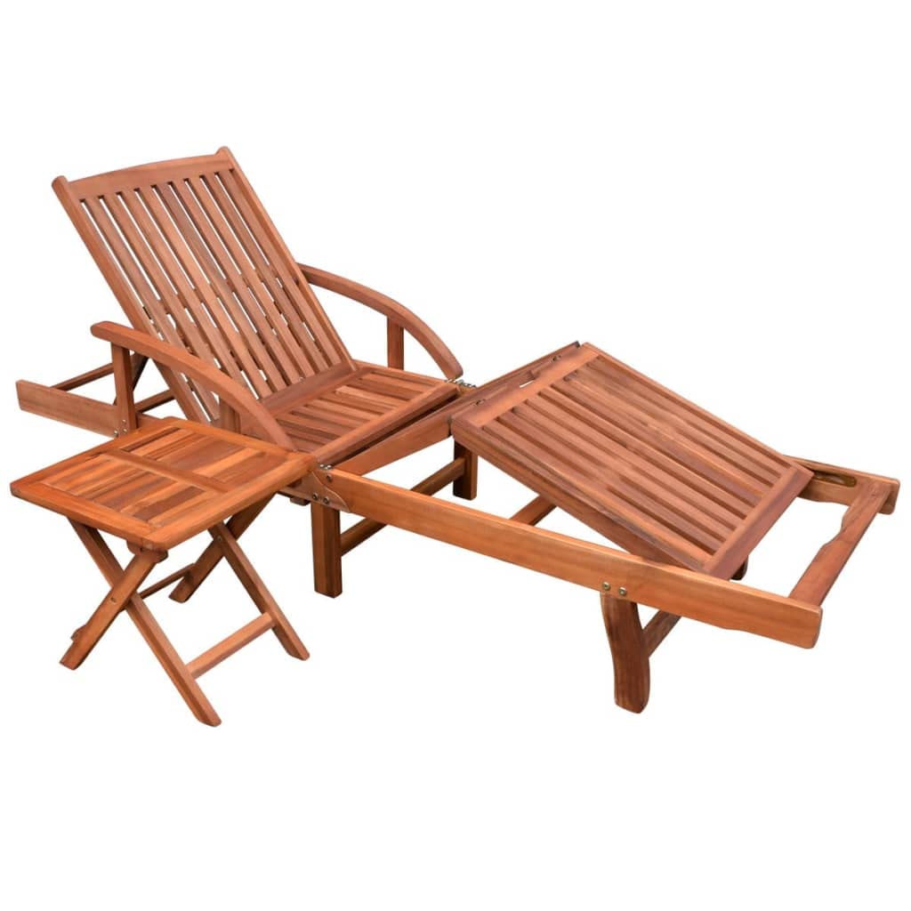 Reclining Lounge Chair - Single Recliner Sofa with Padded Seat & Acacia Wood Side Table | Perfect for Home Theater, Living Room, Reading Nook & Sunroom Relaxation