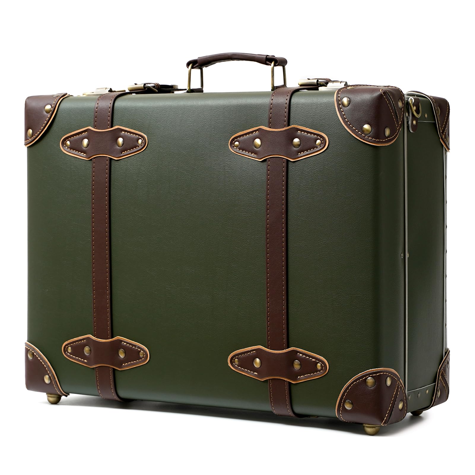 Vintage Leather Carry-On Overnight Suitcase - Cute Mini Trunk Luggage with Adjustable Shoulder Strap for Women | Perfect for Weekend Getaways, Business Trips & Airplane Cabin Baggage
