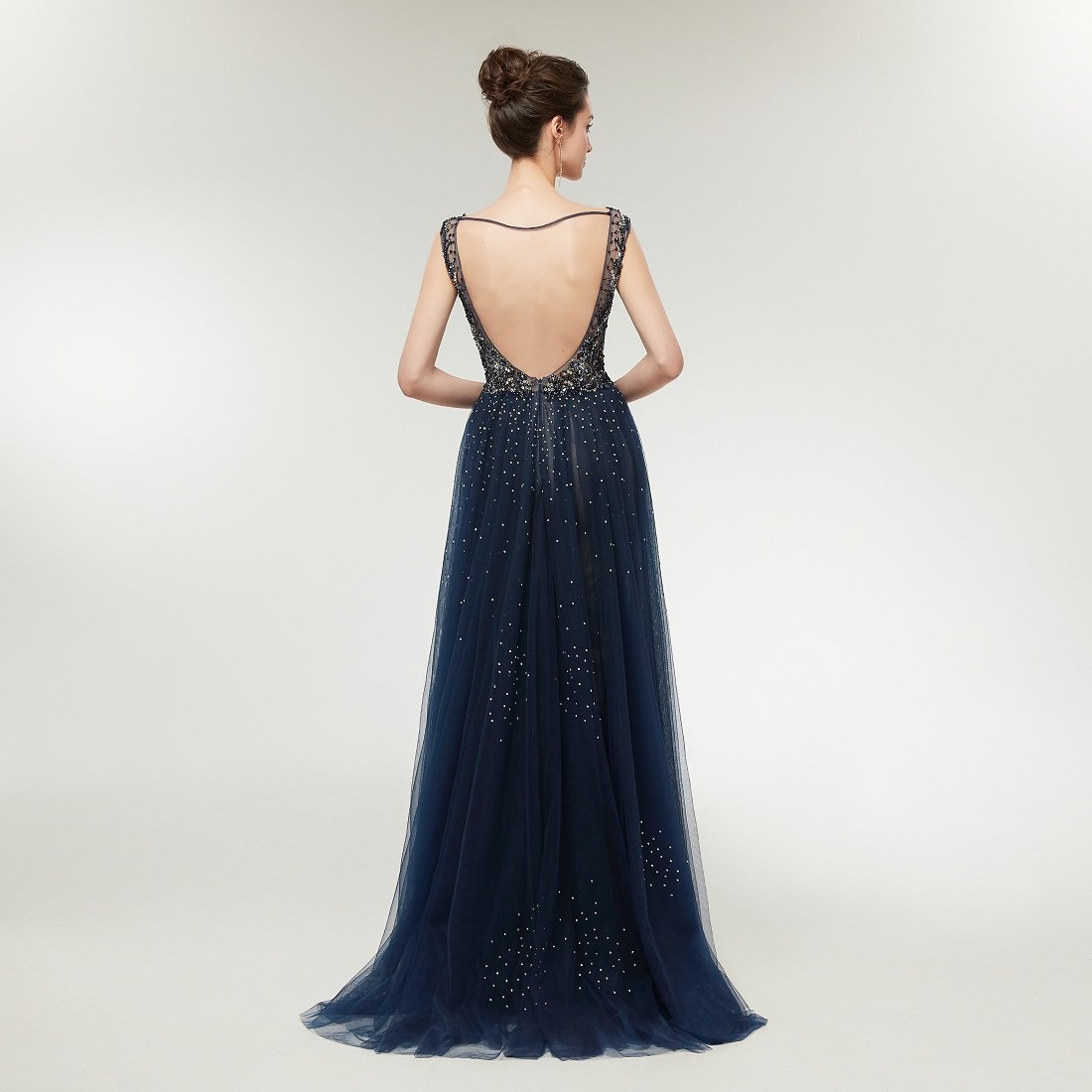 Elegant V-Neck Mermaid Evening Dress with Luxury Crystals - Sleeveless Long Prom Gown for Women | Perfect for Formal Events, Weddings & Special Occasions