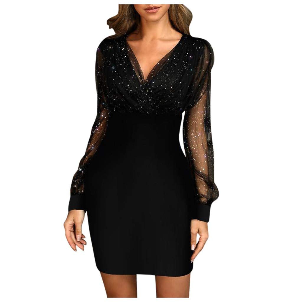 Sexy Sequin Mini Dress for Women - Deep V Neck, 3/4 Sleeve & Backless Wrap Pencil Dress for Party, Evening & Special Occasions | Perfect for Cocktail Parties, Date Nights & Holiday Events