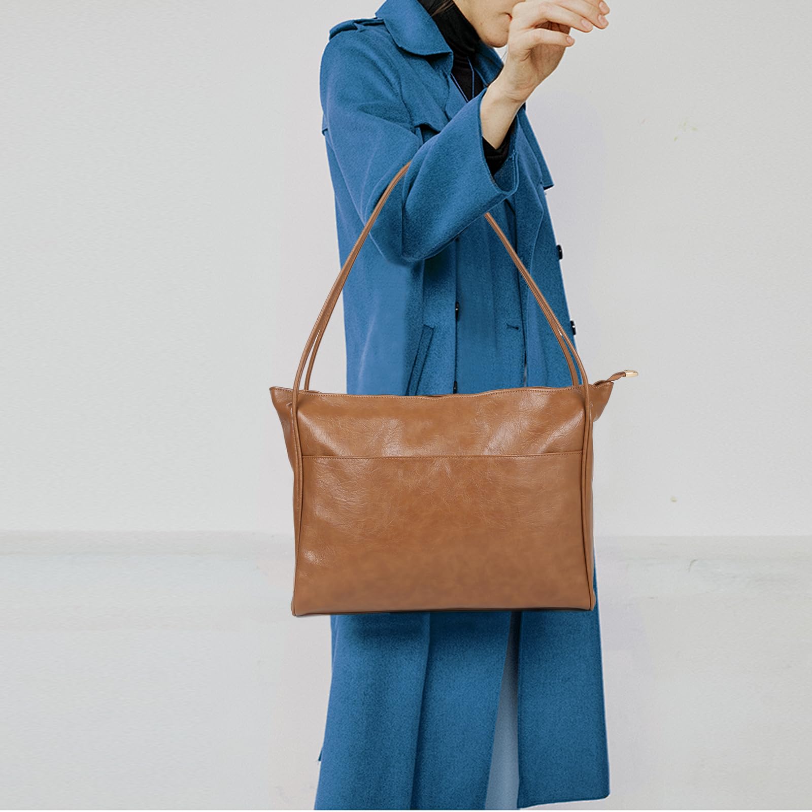 Stylish Vegan Leather Tote Bag for Women - Zippered Work Purse & Shoulder Handbag - Perfect for Office, Travel & Everyday Use