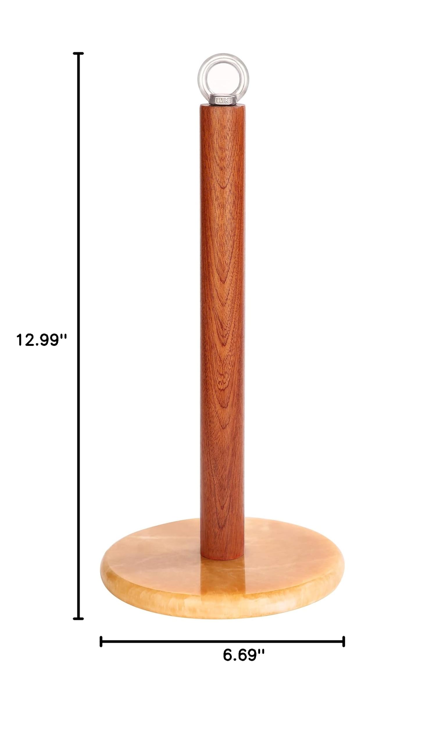 Modern Free-Standing Paper Towel Holder with Weighted Marble Base & Sapele Wood Poles - Standard & Jumbo Size Kitchen Countertop Dispenser (Yellow) - Perfect for Kitchens, Restaurants, and Office Break Rooms