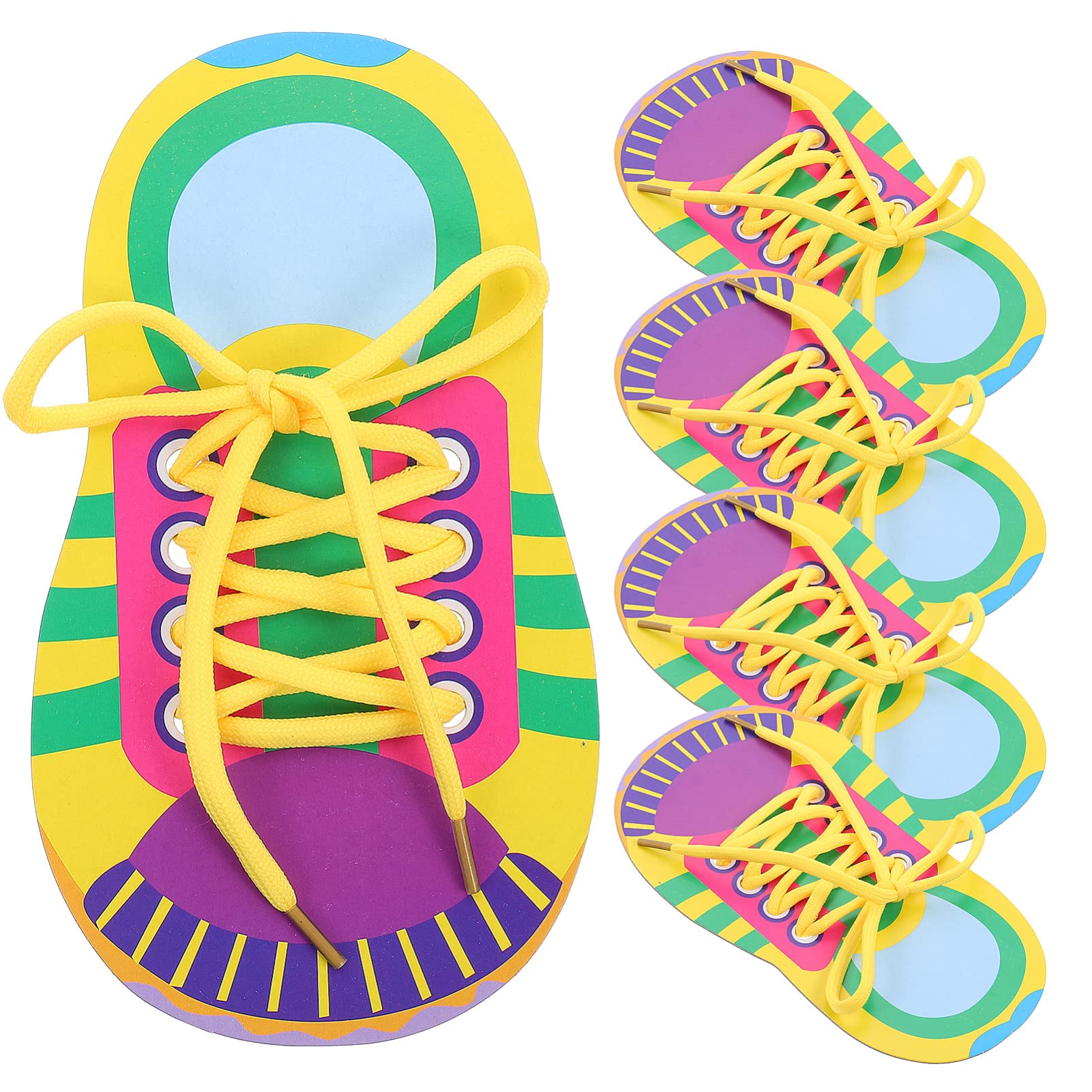 Alipis 5-Pack Shoe Laces & Lacing Practice Toy Set - Kids Shoe Tying Trainer, Early Learning Educational Toy for Boys & Girls - Perfect for Classroom Teaching Supplies & Montessori Activities
