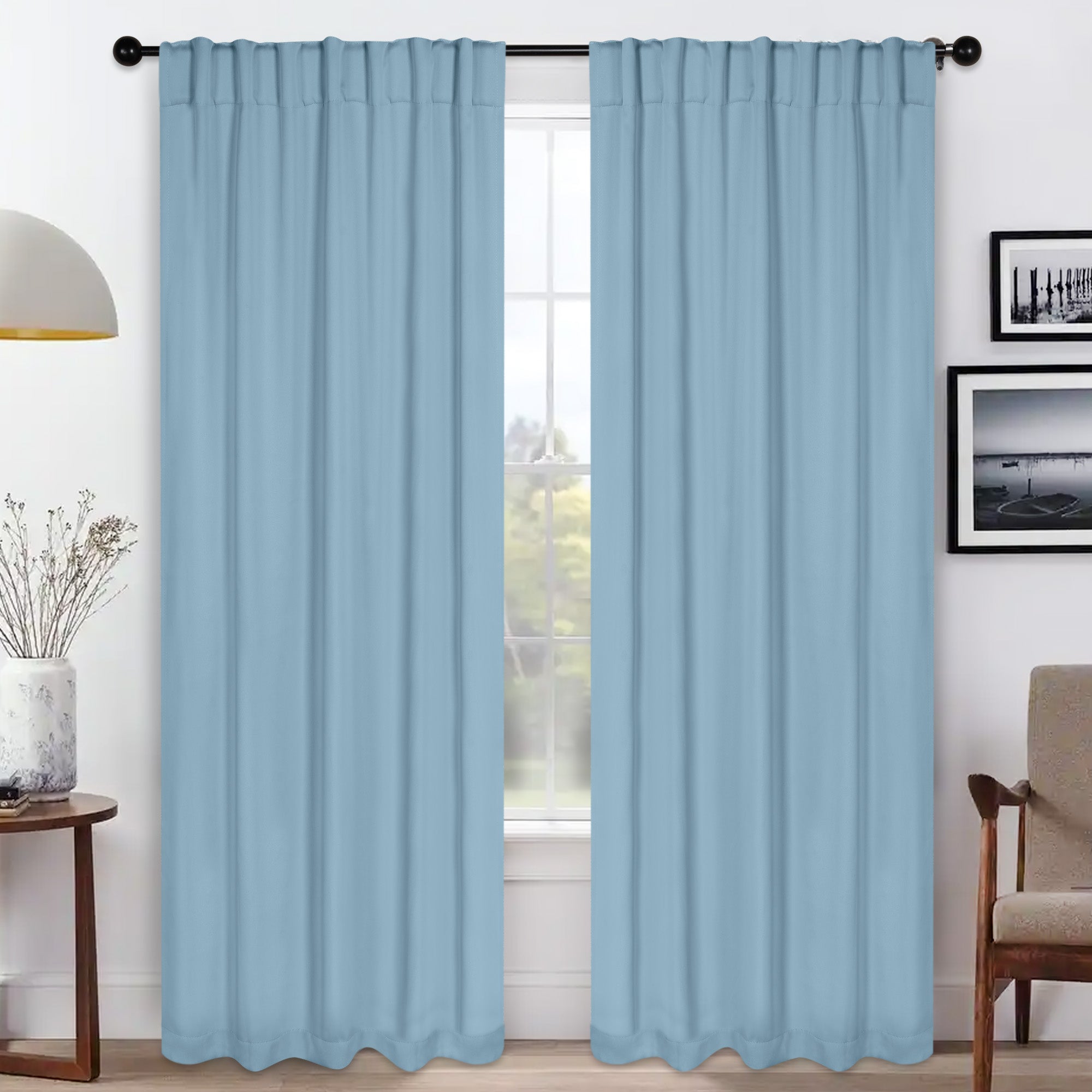 Blackout Curtains for Bedroom - Solid Room Darkening Thermal Insulated Curtains with Back Tabs, Set of 2 Panels - Perfect for Nursery, Home Theater & Light Sleepers