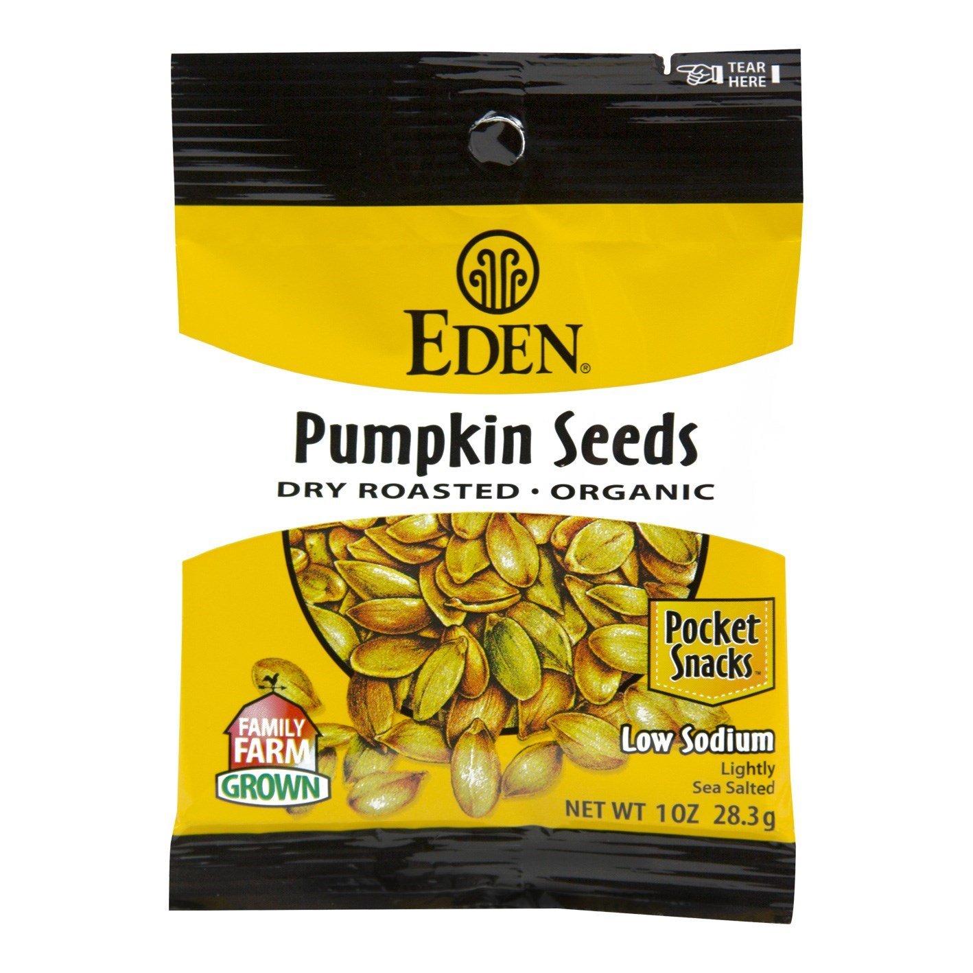 Organic Dry Roasted & Salted Pumpkin Seeds - Eden, 1oz (Pack of 12) | Healthy Snacks for Work, Travel & Outdoor Activities | Gluten-Free Protein Rich Superfood