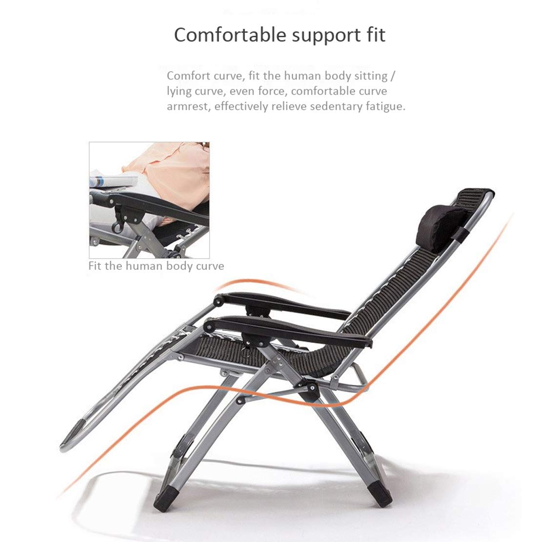 HIOD Folding Recliner Chair - Adjustable Lounge Bed for Patio, Garden, Beach & Indoor Use - Portable Sun Lounger with Cup Holder - Perfect for Relaxing, Sunbathing & Nap Time - Black