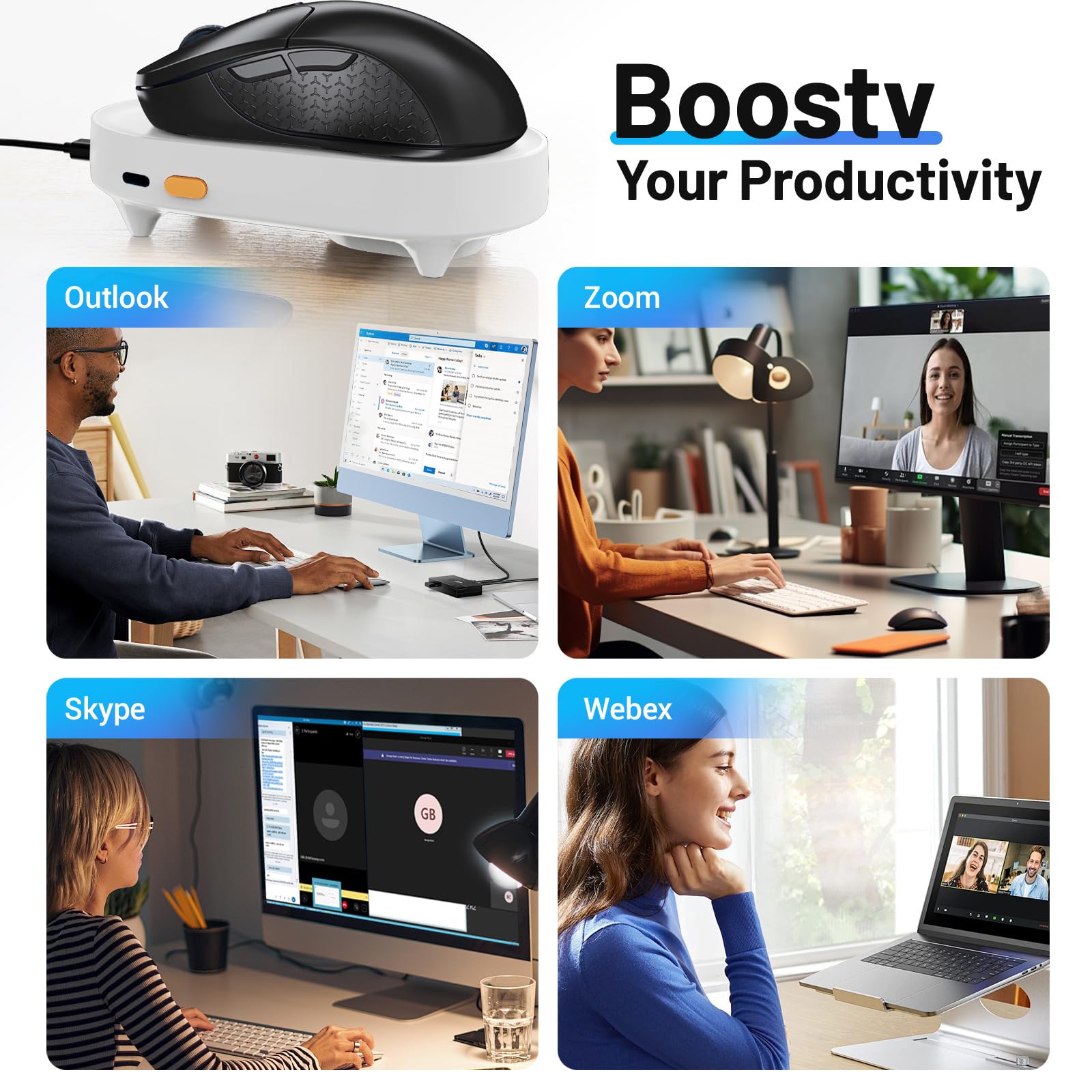 HONKID Undetectable Mouse Mover Jiggler - USB Plug & Play with ON/OFF Switch - Auto Mouse Movement Simulator to Prevent Computer Sleep/Lock Screen - Ideal for Remote Work, Gaming, and Office Use (White)
