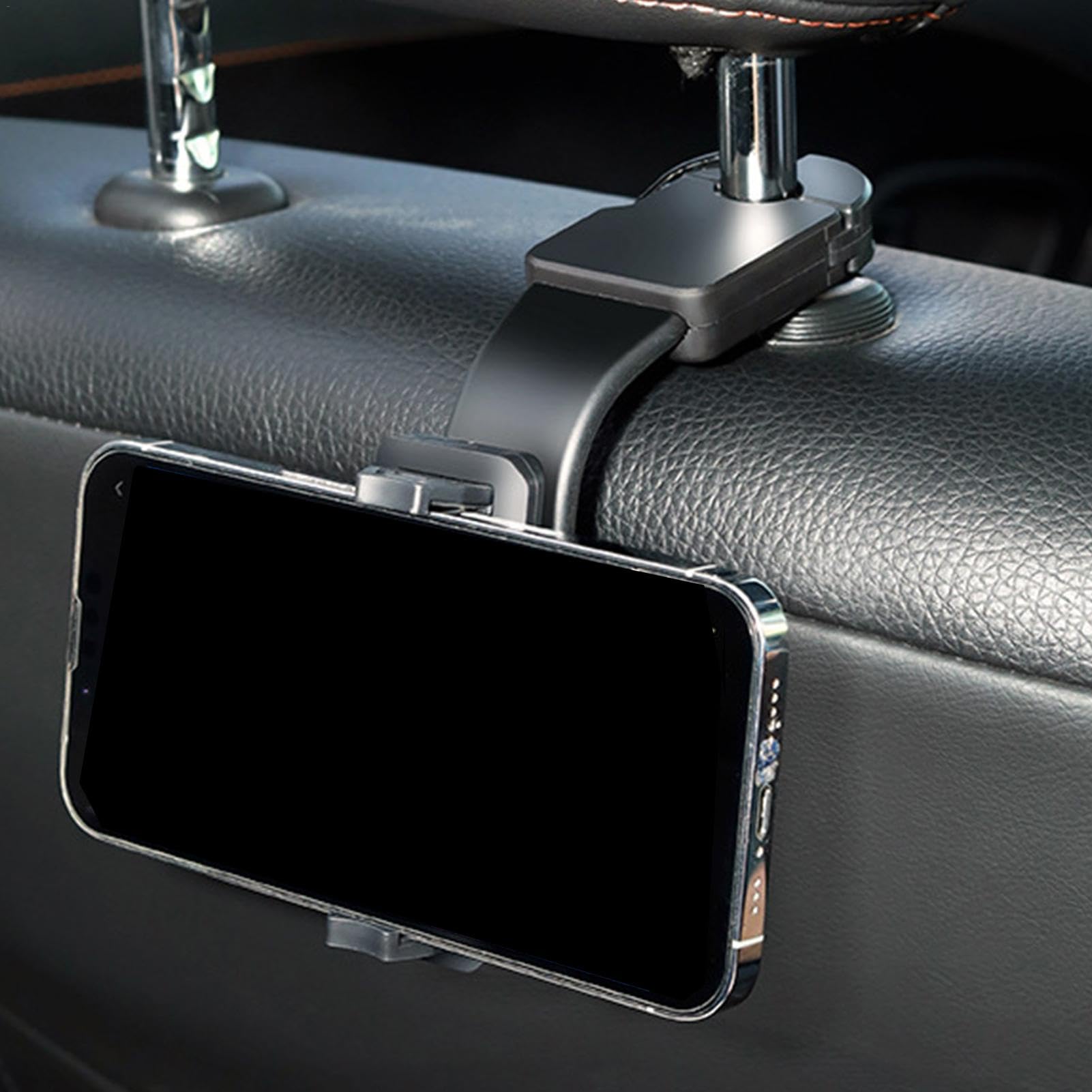 Walopola Car Headrest Phone Holder - Universal Backseat Hook Mount for Smartphones, Wallets & Grocery Bags | Secure Multi-Device Organizer for Road Trips, Commuting & Family Travel
