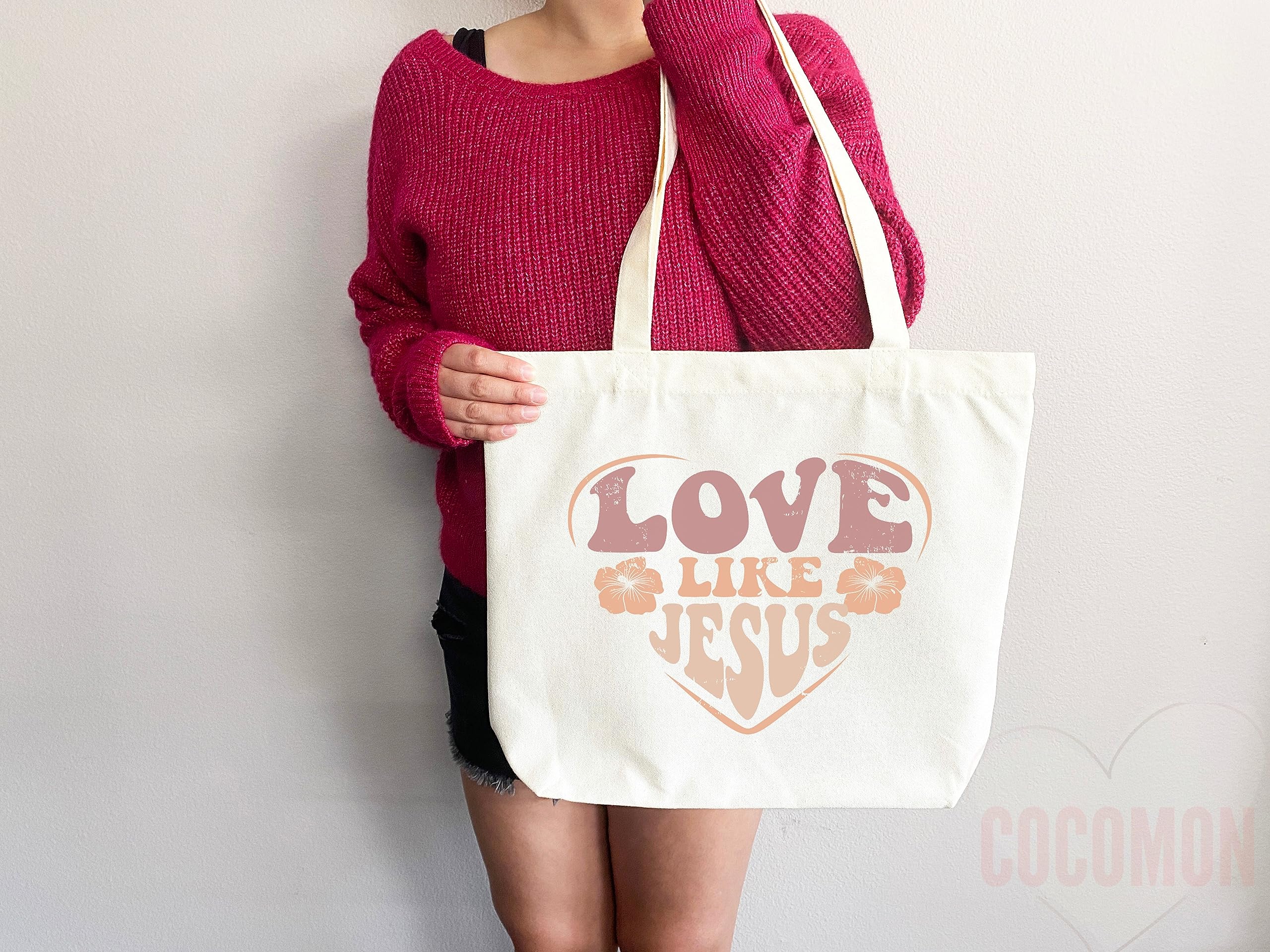 Faithful Christian Eco-Friendly Canvas Tote Bags with Bible Verses & Cross Designs - Reusable Religious Totes for Church, Bible Study & Daily Shopping - Sustainable Carry-All with Matching Pouch (Perfect for Worship, Gifts & Groceries)