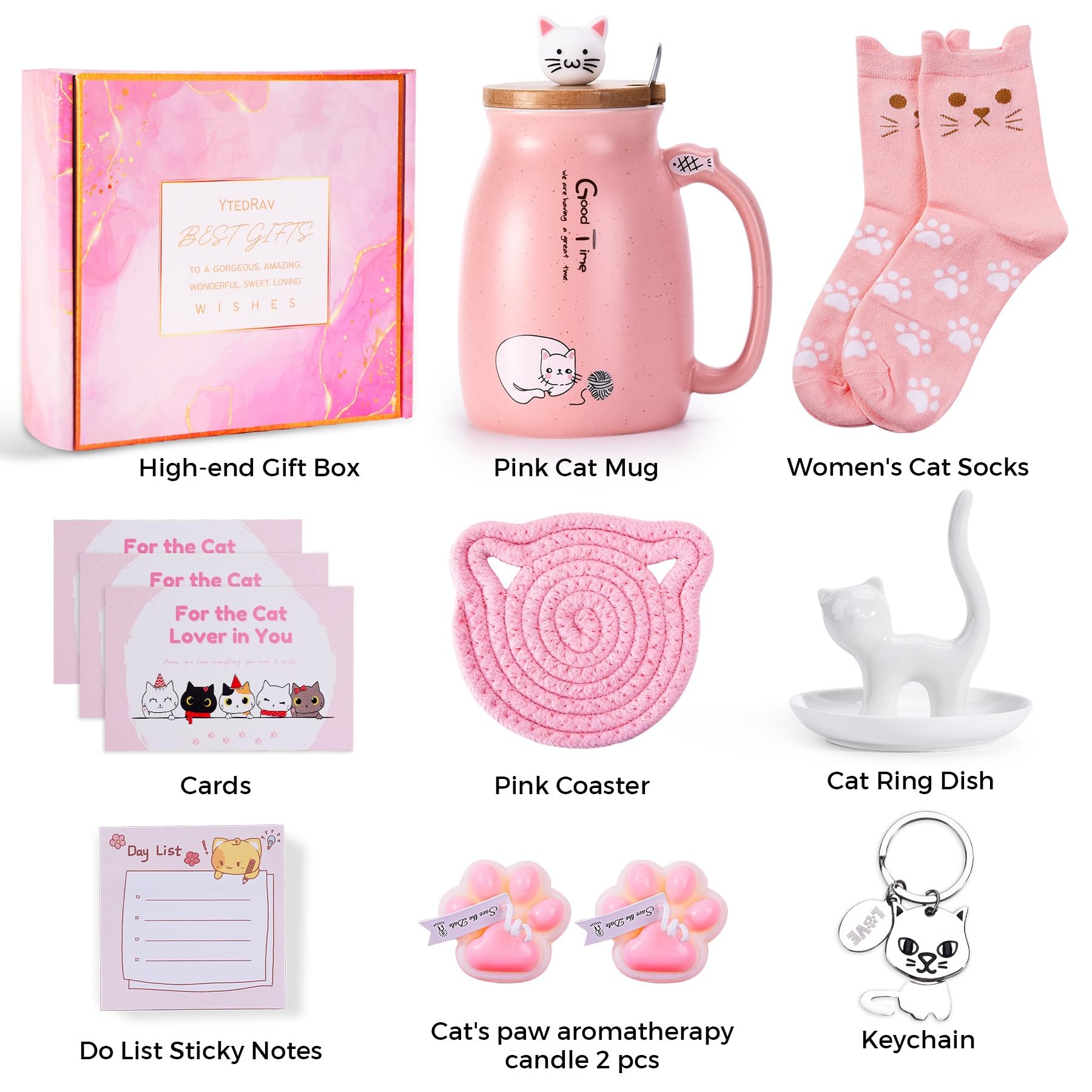 Best Cat Lifts Gift Box for Women - Cute Cat Themed Presents for Cat Lovers, Mom, Wife, Daughter & Friends (Pink -090) | Perfect for Christmas, Birthday & Mother's Day Gifts | Home Decor & Pet Lover Accessories