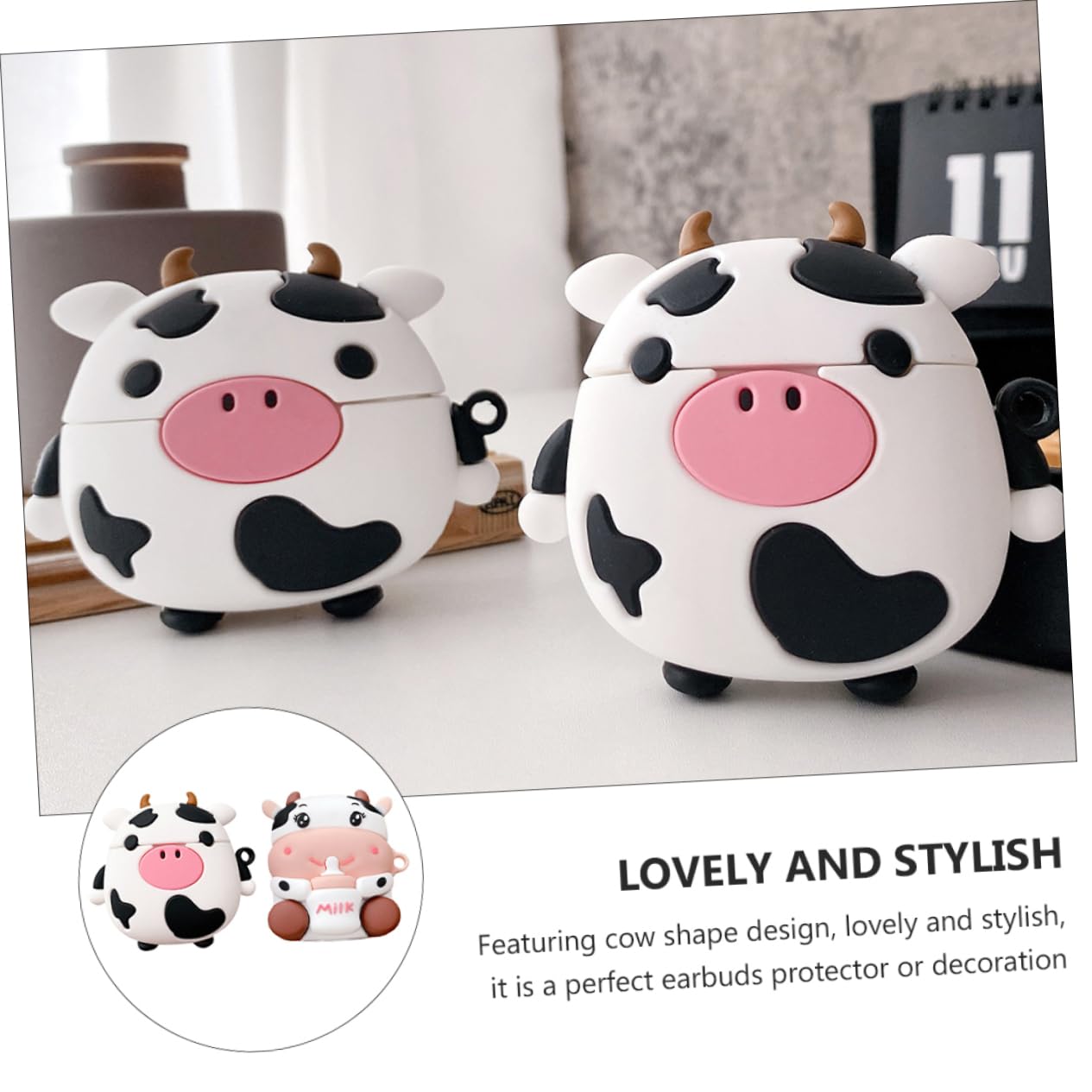 Cow-Shaped Silicone Earbud Case - Cute Cow Design Earphone Cover, Shockproof & Stylish for AirPods, Galaxy Buds - Perfect for Travel, Workout & Daily Use