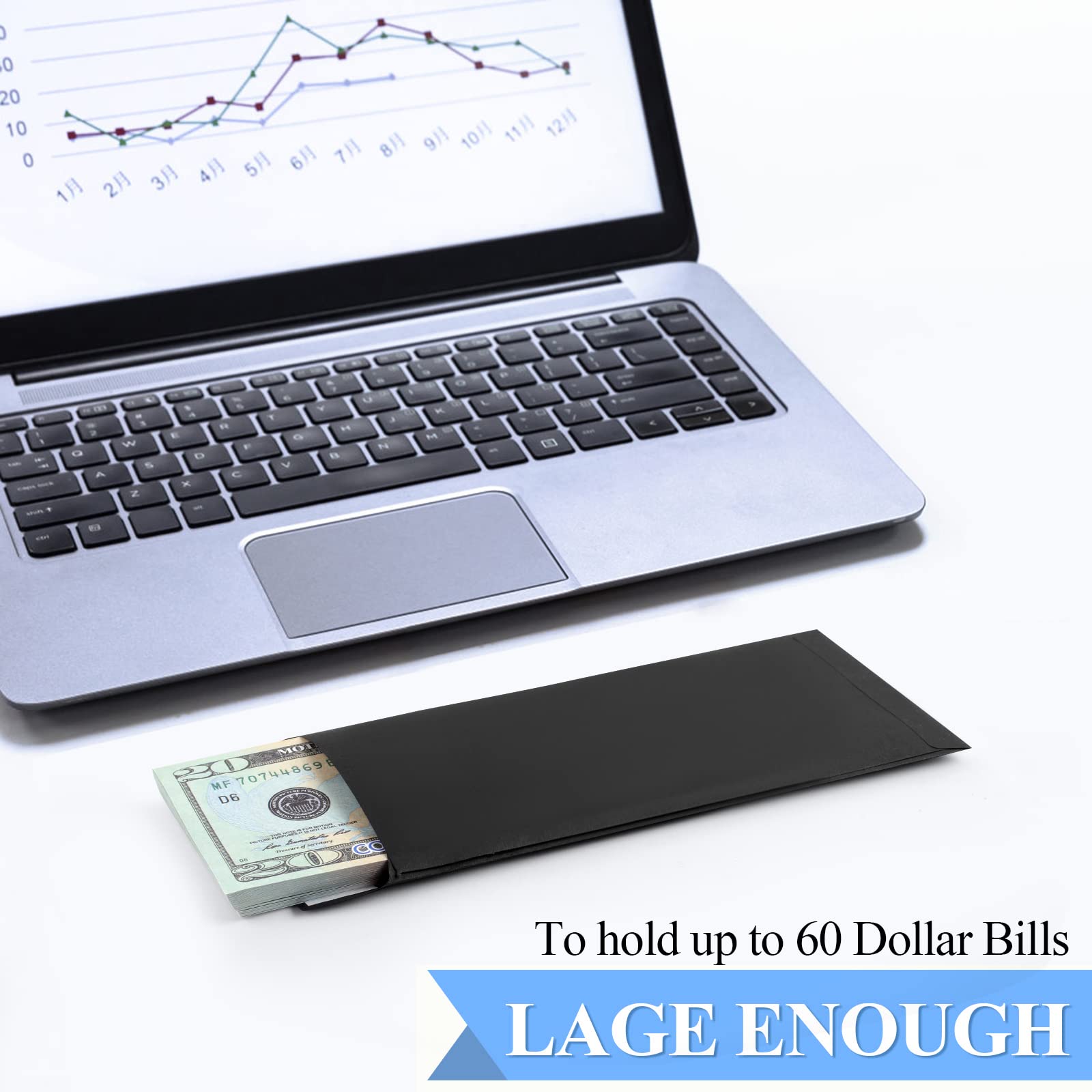 120 Cash Envelopes for Money Saving Challenge - 3.2x6.6 Inch Black Budget Envelopes (80 GSM) for Cash, Coins, Checks, Gift Cards & Tickets - Perfect for Dave Ramsey Envelope System, Personal Finance & Cash Budgeting