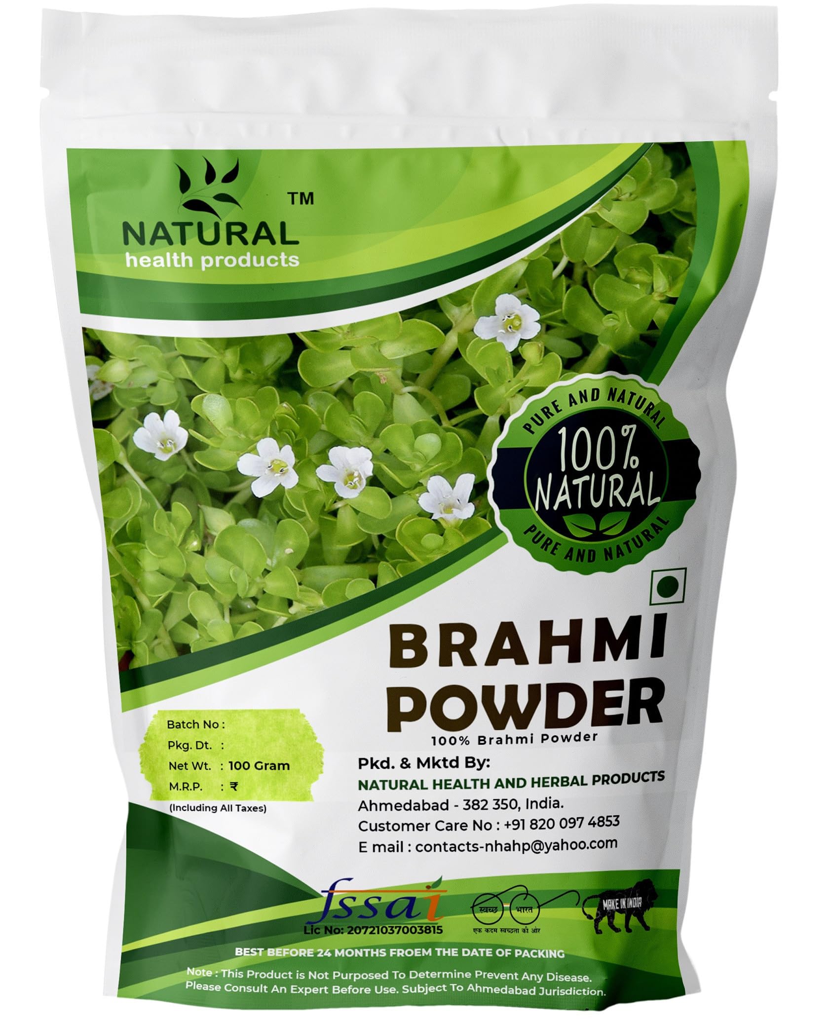 Brahmi Powder for Hair Growth & Care - Natural Ayurvedic Hair Strengthener & Conditioner (200g) | Promotes Healthy Scalp & Thicker Hair for Men & Women