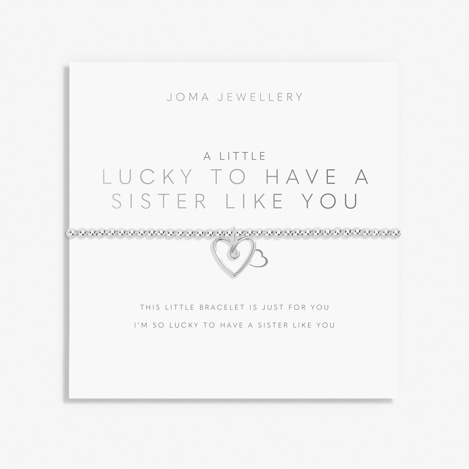 Joma Jewellery Sister Bracelet - A Little Lucky to Have You - Sterling Silver Gift for Sisters - Perfect for Birthdays, Anniversaries & Special Occasions