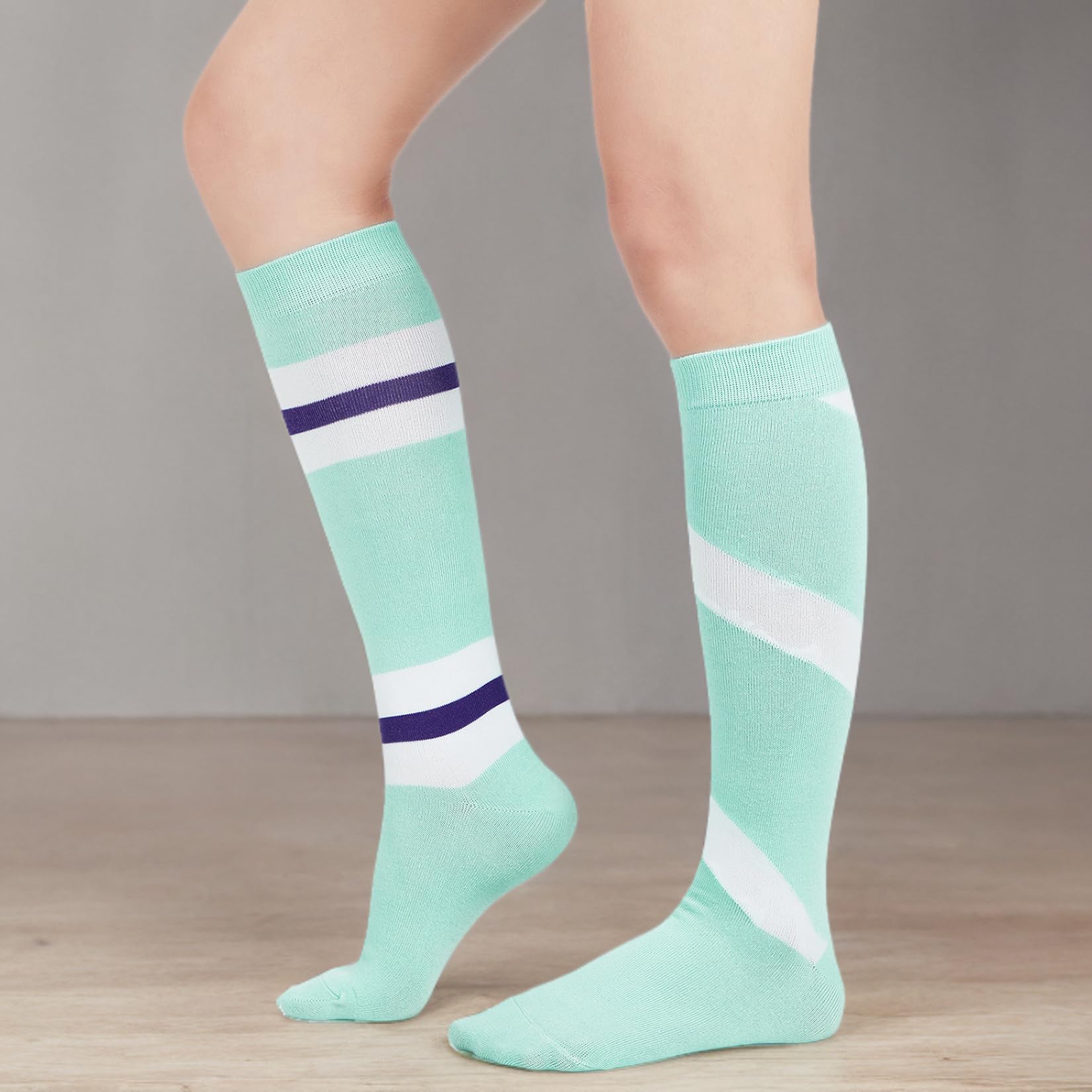 Century Star Women's Knee High Athletic Socks - Breathable Thin Striped Tube Stockings for Running, Hiking & Outdoor Sports - Perfect for Gym, Yoga & Casual Wear