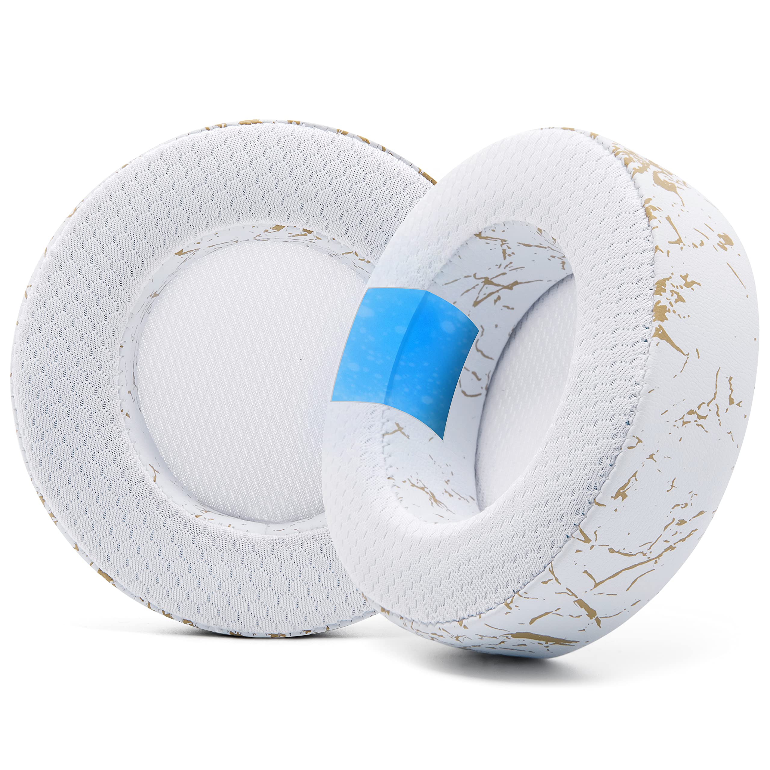 WC FreeZe Virtuoso - Premium Hybrid Fabric Cooling Gel Replacement Earpads for Corsair Virtuoso Gaming Headset | Enhanced Comfort, Durability & Noise Isolation | Gold Marble Design | Perfect for Long Gaming Sessions & Music Listening