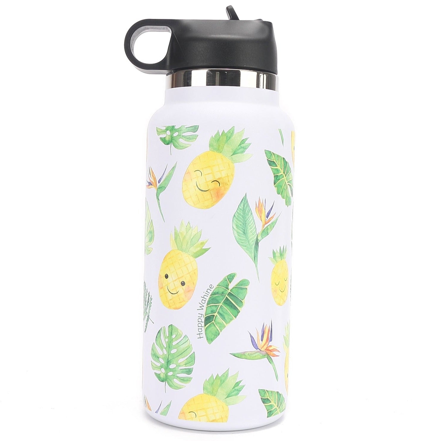 32oz Insulated Stainless Steel Water Bottle with Pineapple Monstera Design - Keeps Drinks Cold for 24 Hours & Hot for 12 Hours - Perfect for Gym, Hiking, Office & Outdoor Activities