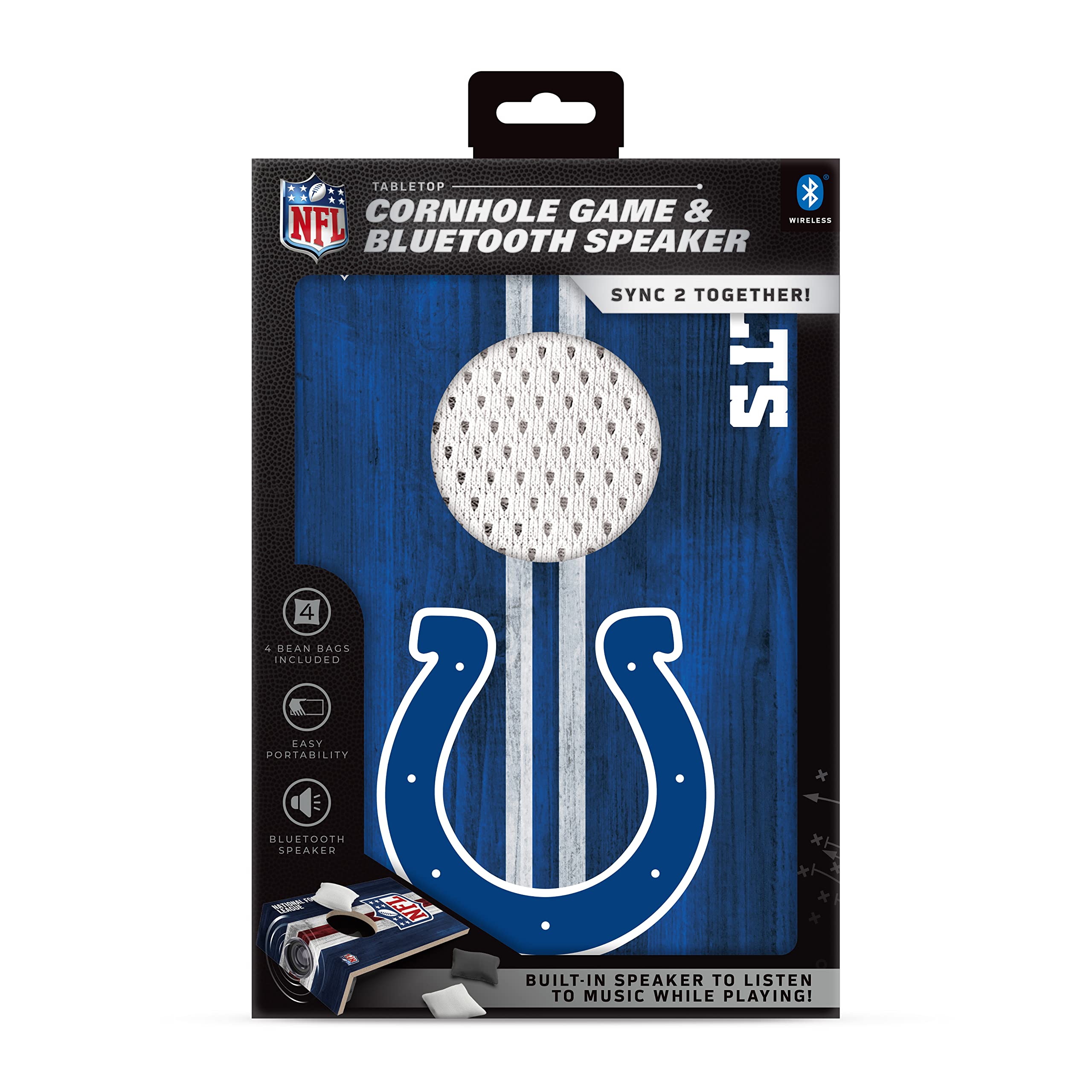 SOAR NFL Unisex Tabletop Cornhole Game with Built-in Bluetooth Speaker - Perfect for Tailgating, Parties & Game Nights