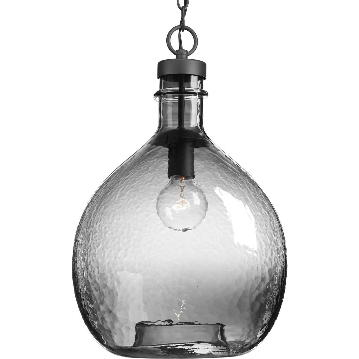 Progress Lighting P500064-143 Zin One-Light Black Pendant - Modern Industrial Hanging Light Fixture for Kitchen Island, Dining Room & Bar Counter