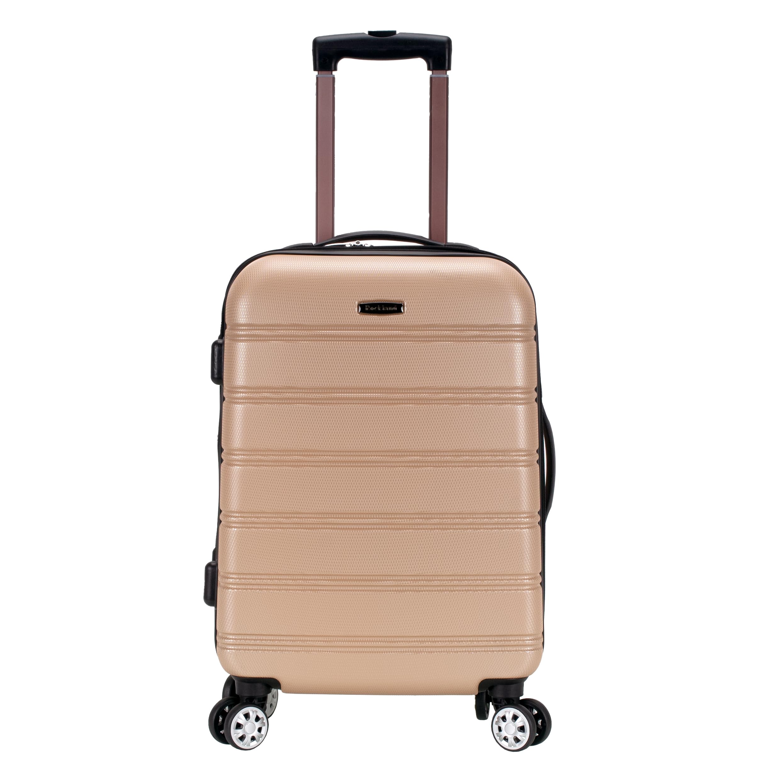 Rockland Melbourne 20-Inch Expandable Hardside Spinner Luggage - Champagne Carry-On Suitcase for Travel, Business Trips & Weekend Getaways