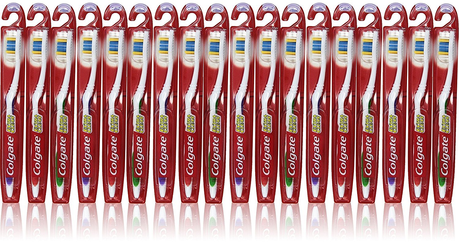 Colgate Extra Clean Toothbrush Full Head Firm #40 (Pack of 18) - Soft Bristles for Gentle Cleaning, Ideal for Daily Oral Care & Travel