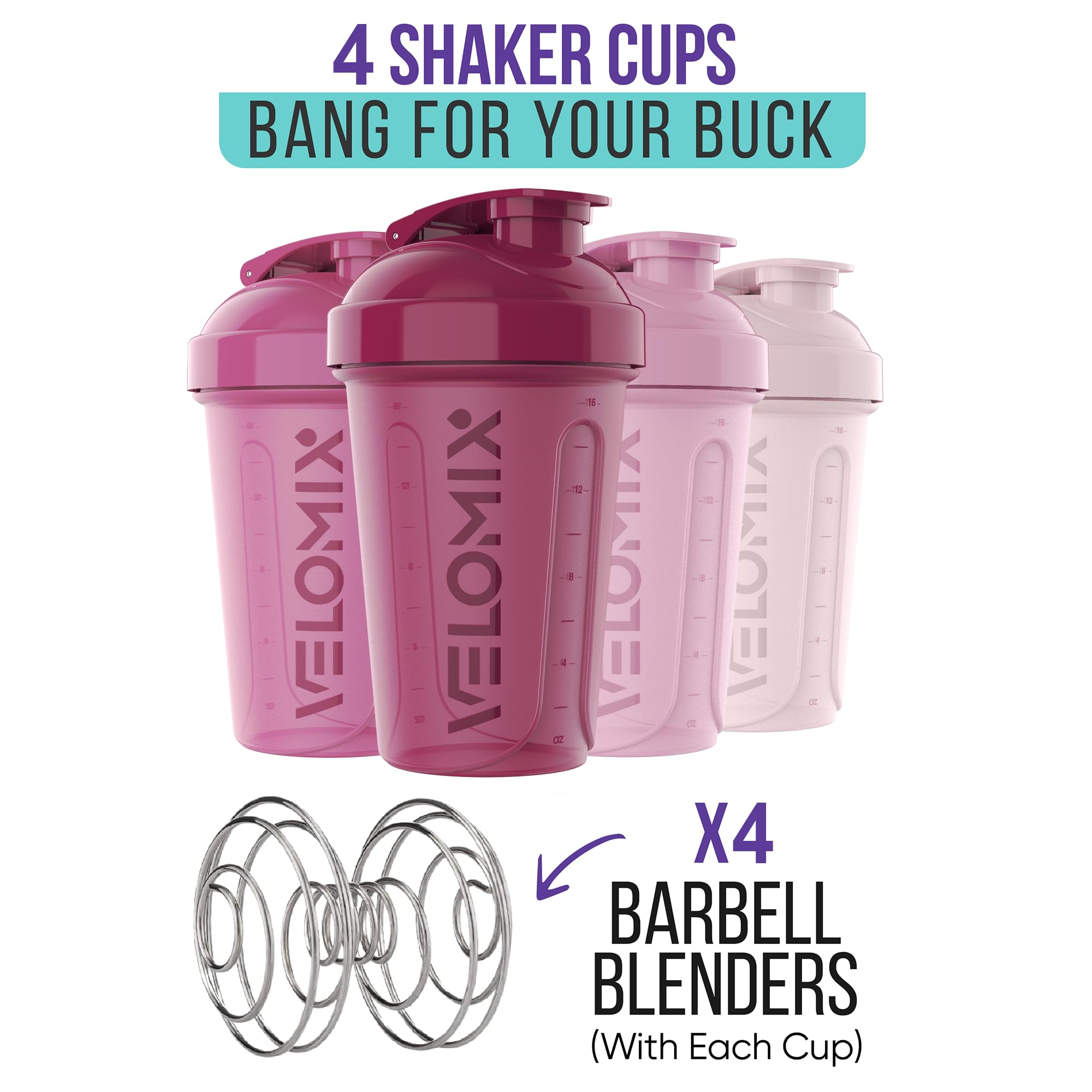 4 Pack 20oz Protein Shaker Bottles for Protein Powder & Workout Drinks - Leakproof Mixing Cups for Gym, Fitness & Post-Workout Recovery - BPA-Free Berry Blend Shakers (Ideal for Bodybuilding, Weight Loss & Meal Replacement)