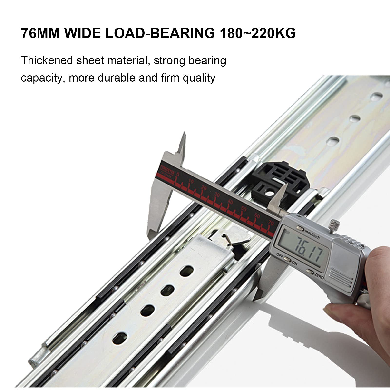 Heavy Duty 20 Inch (500mm) Ball Bearing Drawer Slides - 3-Section Extension Cabinet Drawer Runners, Side Mount for Industrial & Home Use - Perfect for Kitchen Cabinets, Workshop Drawers & Office Furniture Storage Solutions