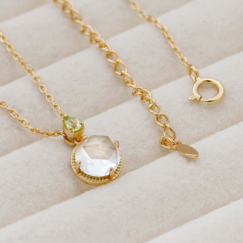 Faceted Peridot and Amethyst Green Gemstone Necklace for Women | Elegant Handmade Jewelry Gift for Birthday, Anniversary & Special Occasions | TB2210A