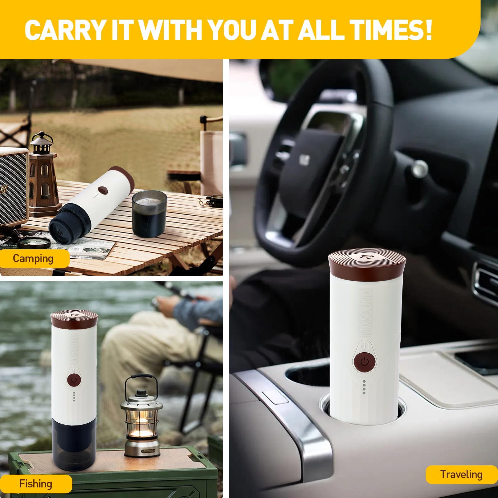 Portable Electric Espresso Maker - USB-C Self-Heating Travel Coffee Machine for Camping, Hiking, RV & Office Use | Compatible with Ground Coffee & Nespresso Capsules | Perfect for Outdoor Adventures & Daily Commutes