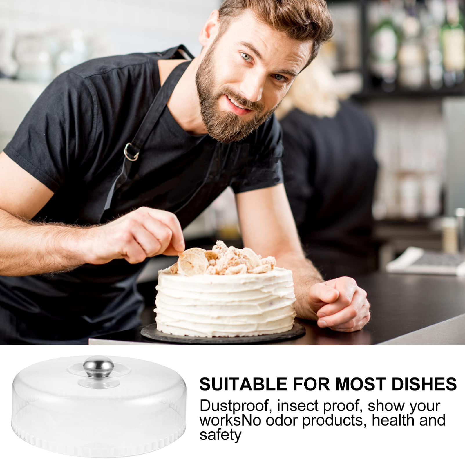 Clear Cake Dome Cover - 12 Inch Transparent Cake Pan Cover for Display, Cheese, Butter & Desserts | Microwave Safe Splatter Cover for Cake Plates & Food Protection | Perfect for Bakeries, Parties & Home Use