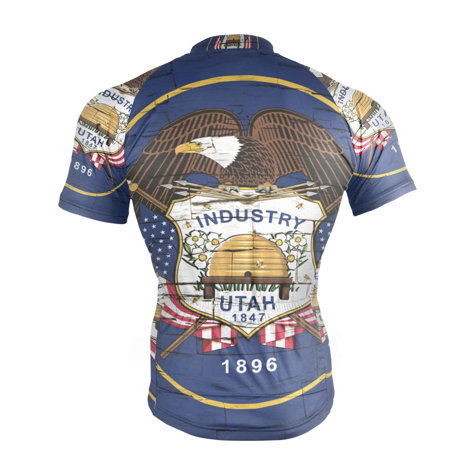 Utah State Flag Men's Cycling Jersey - Breathable Short Sleeve Bike Shirt for Road & Mountain Biking - Perfect for Cycling Enthusiasts & Outdoor Sports