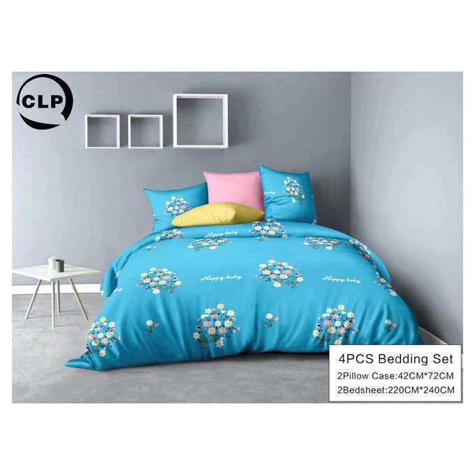 4 Piece Printed Bedsheet Set - Queen Size Cotton Bedding with Pillowcases - Soft & Breathable for Comfortable Sleep - Perfect for Master Bedroom, Guest Room & Dorm Decor