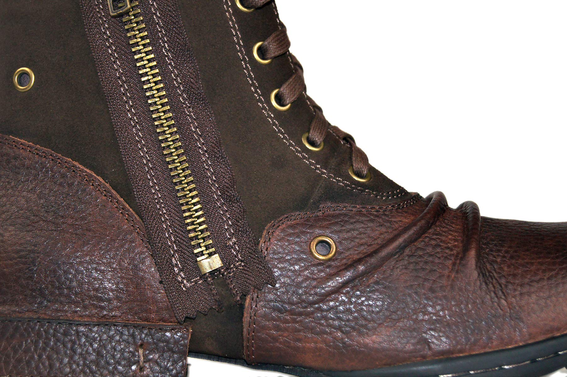 OSSTONE Men's Fashion Leather Moto Boots with Zipper - Casual Chukka Boots OS-5008-8-US - Perfect for Motorcycle Riding, Urban Street Style & Everyday Wear