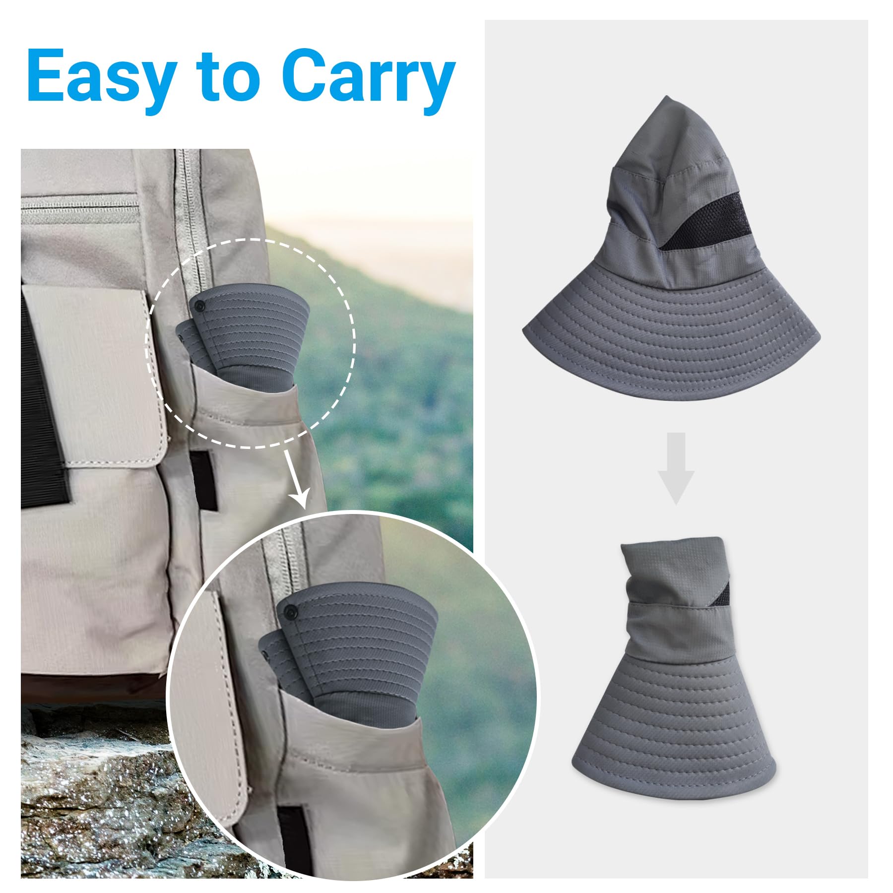 Men's Wide Brim Bucket Hat - UPF 50+ UV Protection Sun Hat for Fishing, Beach, Hiking & Safari - Lightweight Breathable Boonie Hat in Blue - Perfect for Outdoor Activities & Summer Adventures