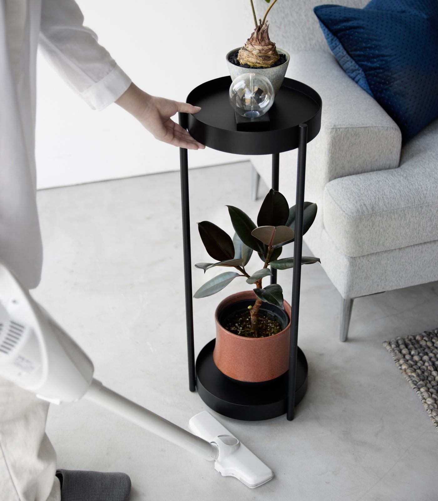 2-Tier Rolling Plant Stand - 28 Inch Height - Sturdy Steel Frame - Perfect for Indoor/Outdoor Garden Decor, Balcony, Patio, or Living Room Plant Display