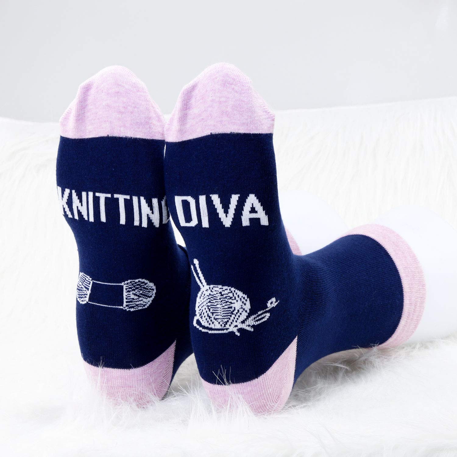 MBMSO 2 Pairs Knitting Lovers Socks - Perfect Gift for Knitters & Crocheters - Cozy Handmade Socks for Crafters - Ideal for Knitting Enthusiasts & Crochet Lovers - Great for Relaxing at Home or Crafting Sessions