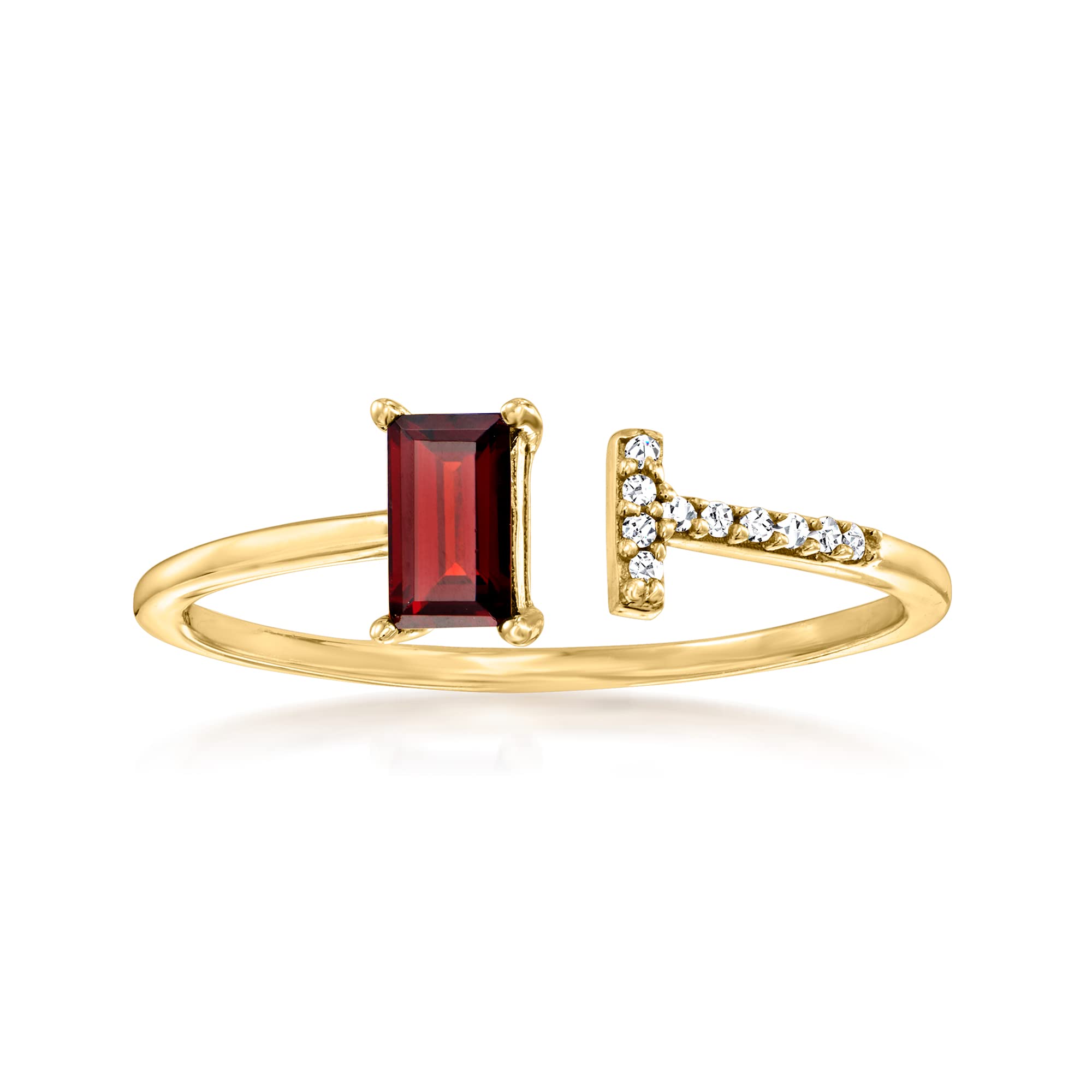 RS Pure by Ross-Simons 14K Yellow Gold Garnet and Diamond Ring (0.30ct) - Elegant Jewelry for Weddings, Anniversaries & Special Occasions