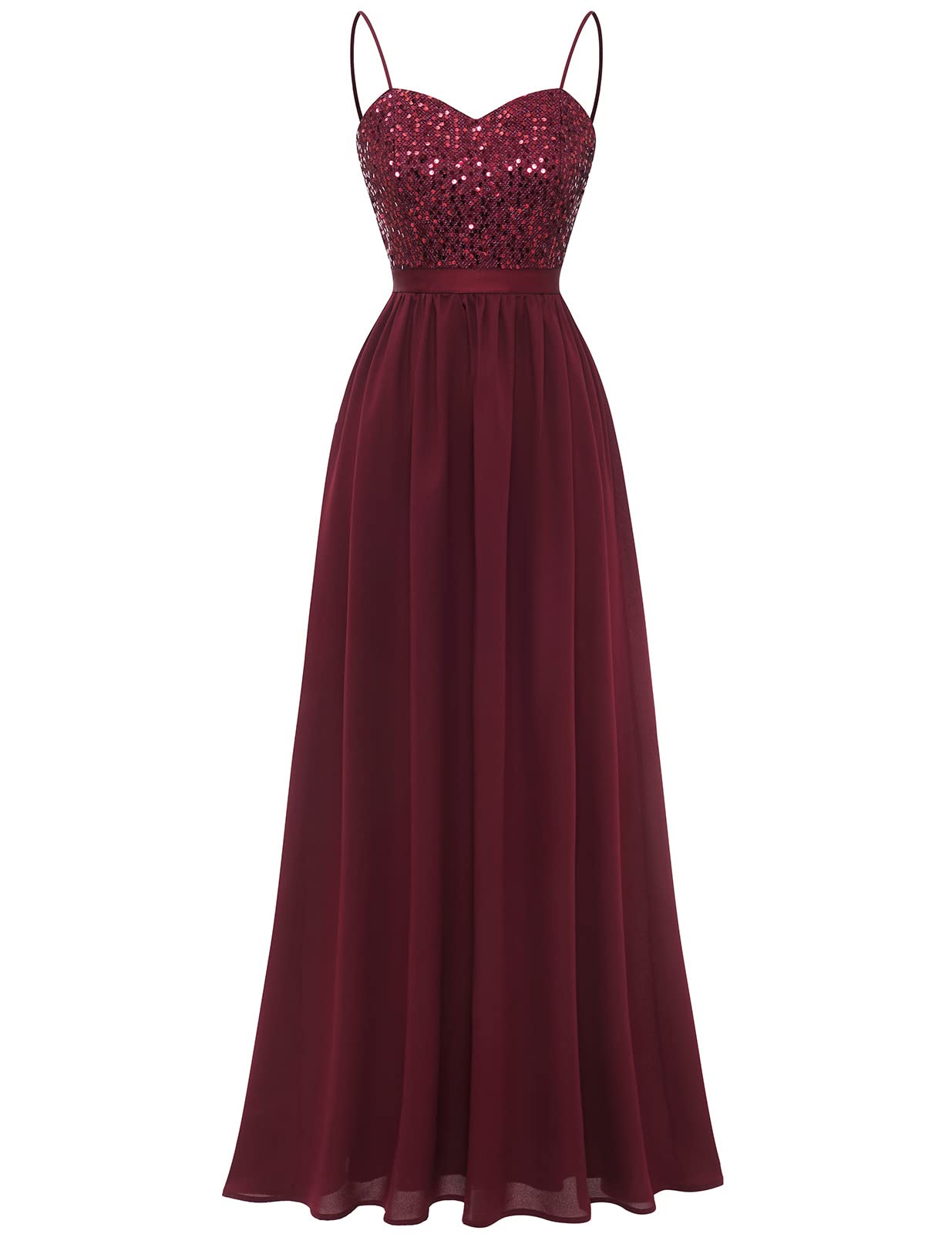 Elegant Long Chiffon Formal Dresses for Women - Spaghetti Strap Bridesmaid & Evening Gowns - Perfect for Weddings, Prom, and Special Occasions