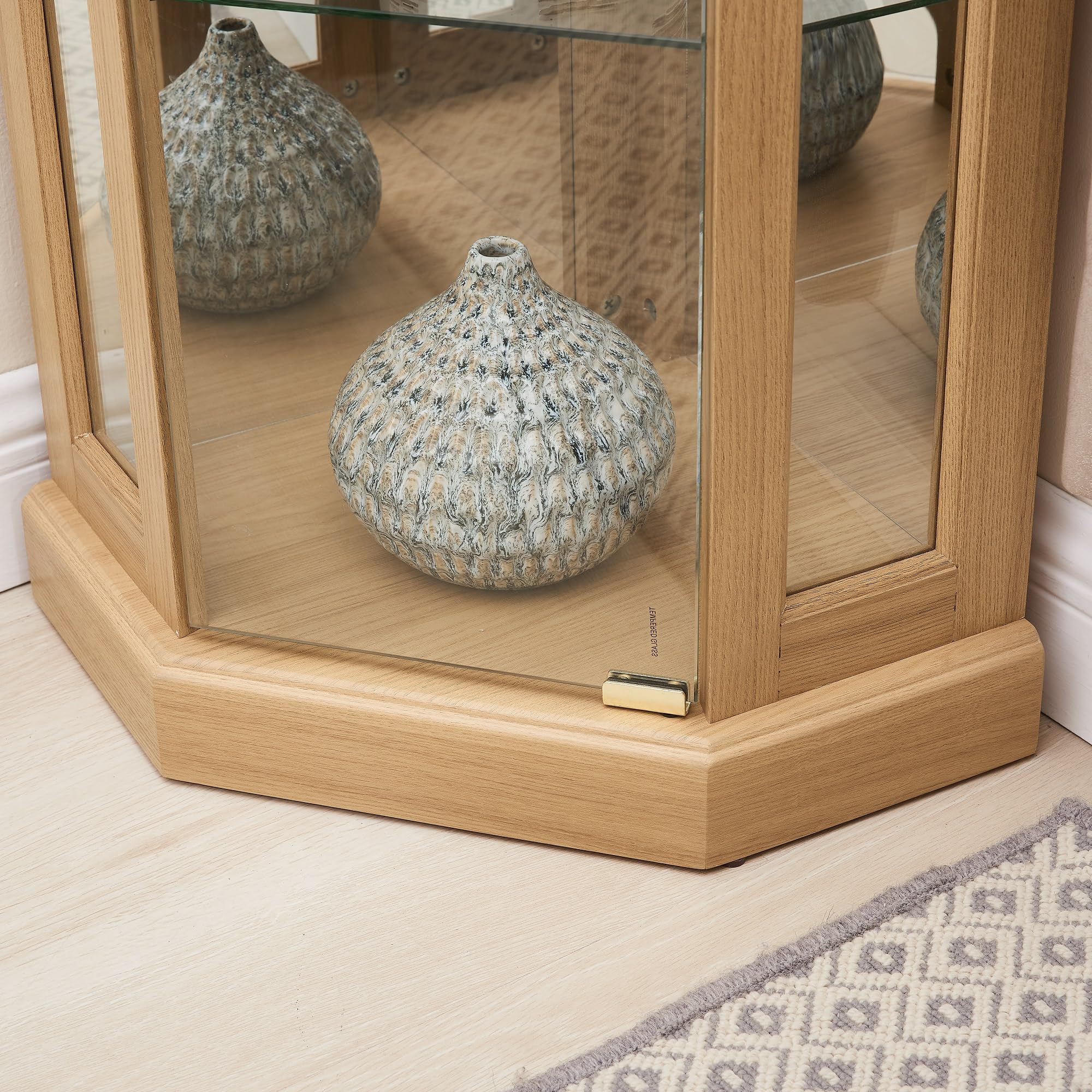 5-Tier Lighted Corner Curio Glass Display Cabinet with Adjustable Shelves & Mirrored Back - 69.84