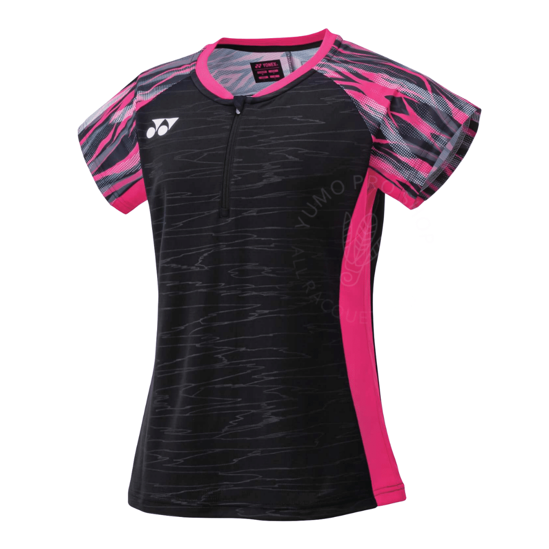 Yonex 20636 Women's Crew Neck Tennis Shirt - Breathable Moisture-Wicking Performance Top for Women [Black] - Perfect for Tennis, Gym & Casual Wear