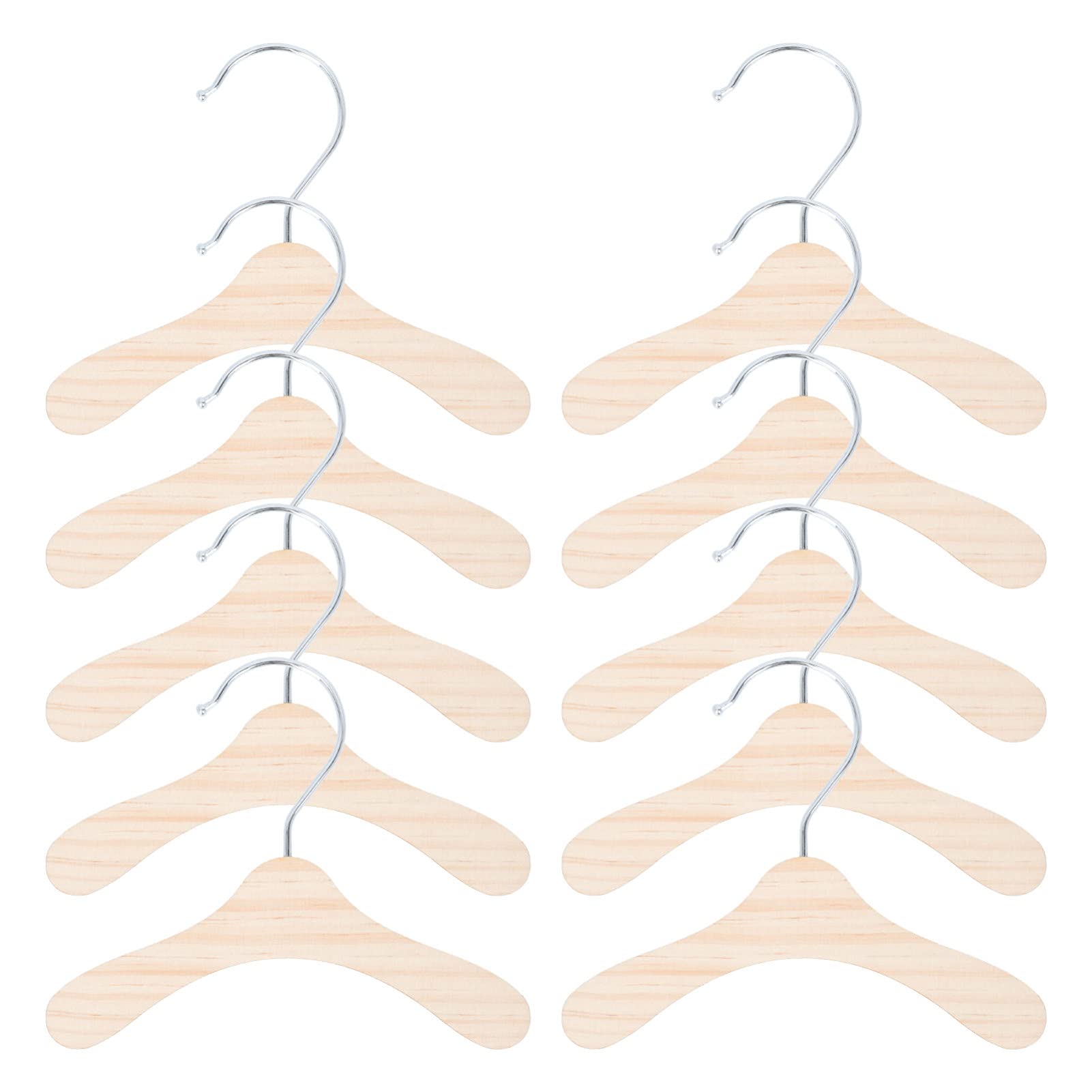 10pcs Wooden Pet Clothes Hangers - Anti-Skid Dog & Cat Clothing Hangers for Puppy Kitten Dresses (16cm) - Perfect for Pet Wardrobe Organization & Costume Storage