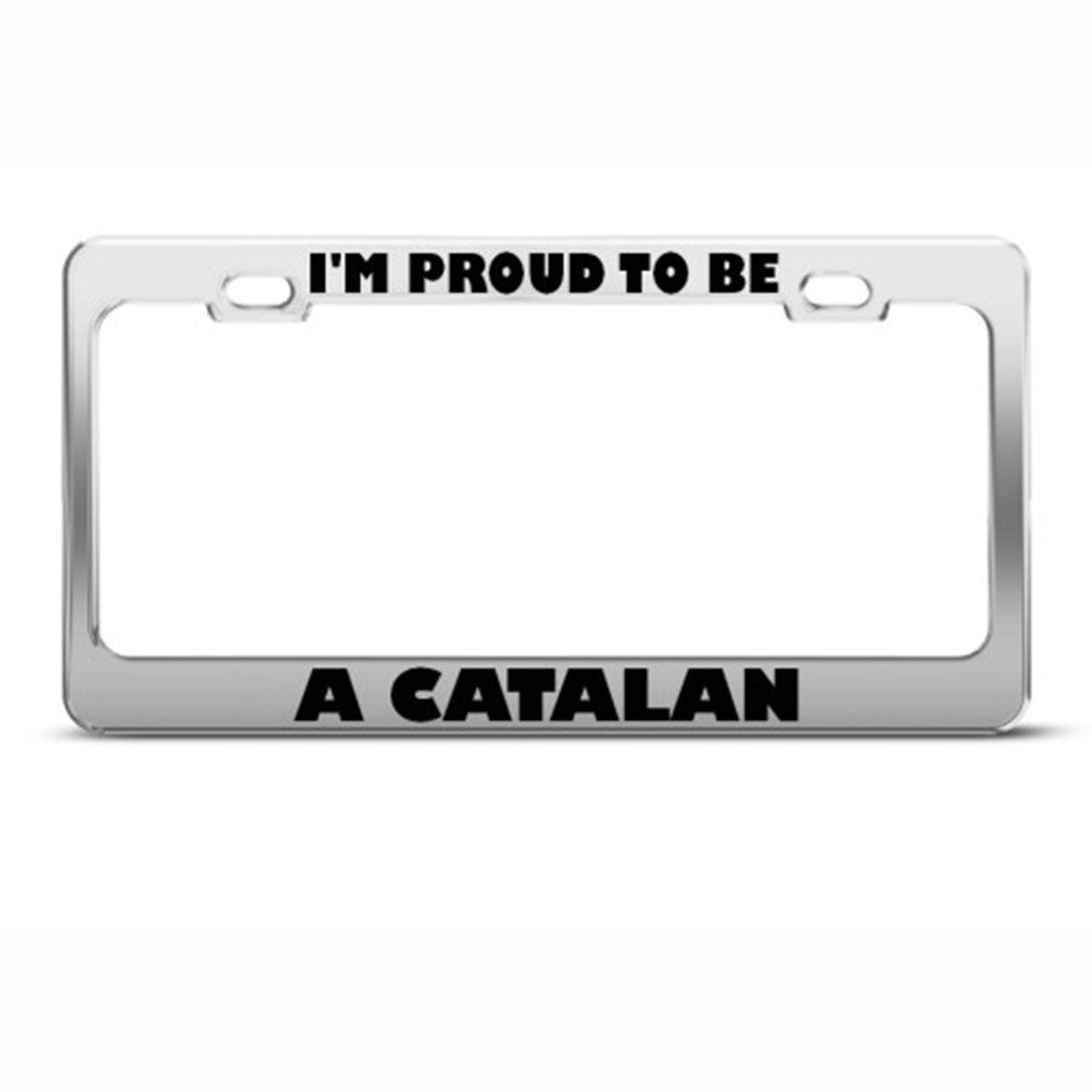 Speedy Pros Chrome Metal License Plate Frame - Proud to Be Catalan Andorra Spain - 2 Hole Car Accessories for Cars, Trucks & SUVs - Durable Auto Decoration for Road Trips & Daily Commute