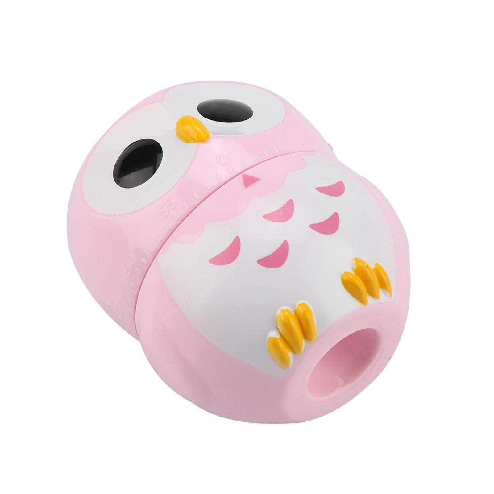 Cute Owl Shape Kitchen Timer - 55 Minute Mechanical Rotating Cooking Timer with Loud Alarm | Retro Style Baking Timer for Kitchen, BBQ, Baking & Crafts (Pink)