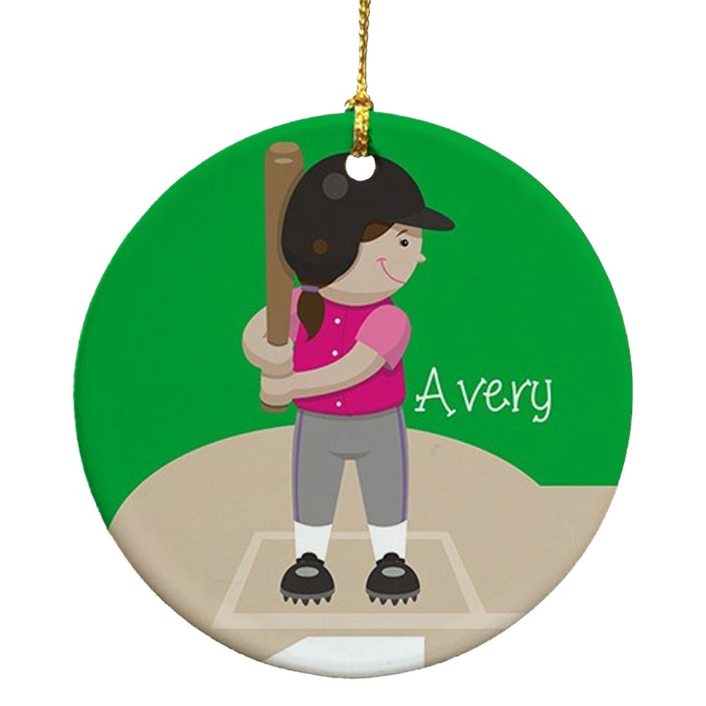 Personalized Ceramic Softball Ornament - Custom Name & Number - Perfect for Christmas Tree Decorations, Team Gifts & Sports Memorabilia